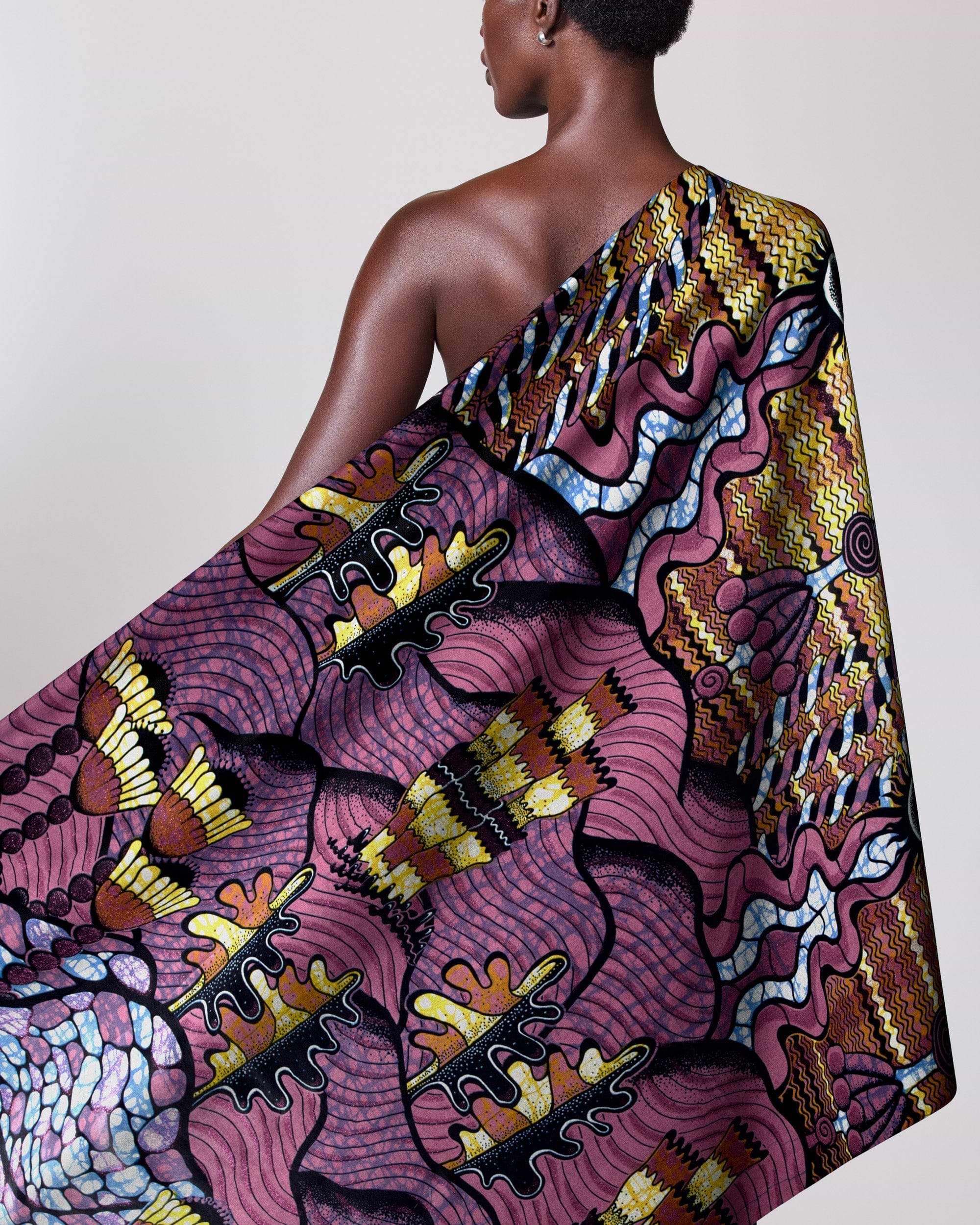 Vibrant one-shoulder wrap dress bold grand super-wax vls7857.001