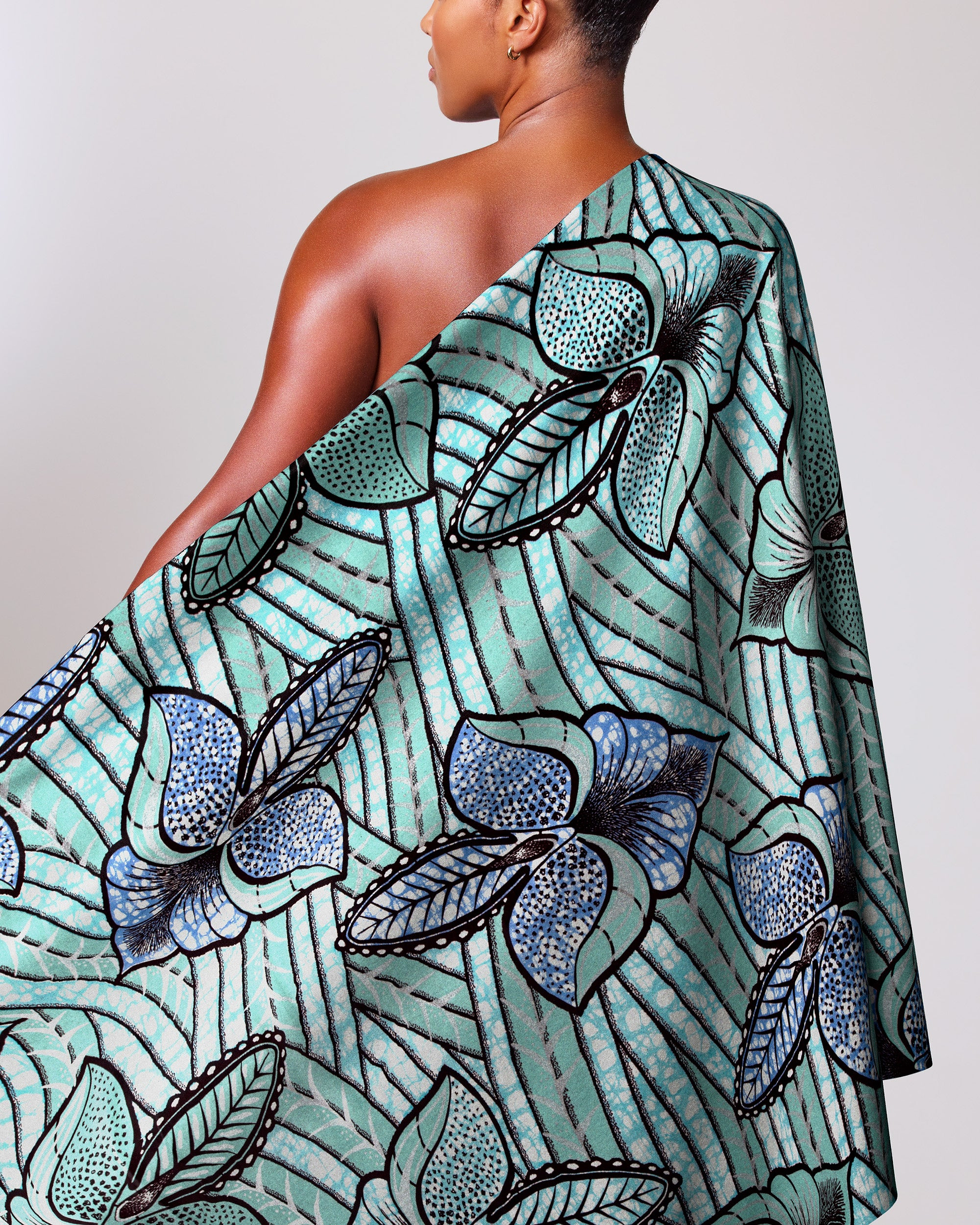 One-shoulder wrap dress vibrant teal super-wax vls8004.012