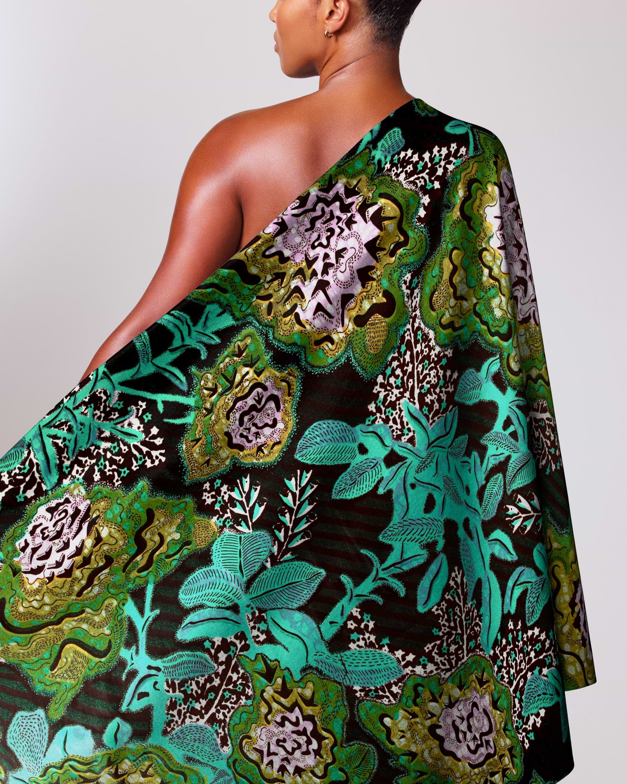 Vibrant green black one-shoulder wrap grand super-wax vls8188.004