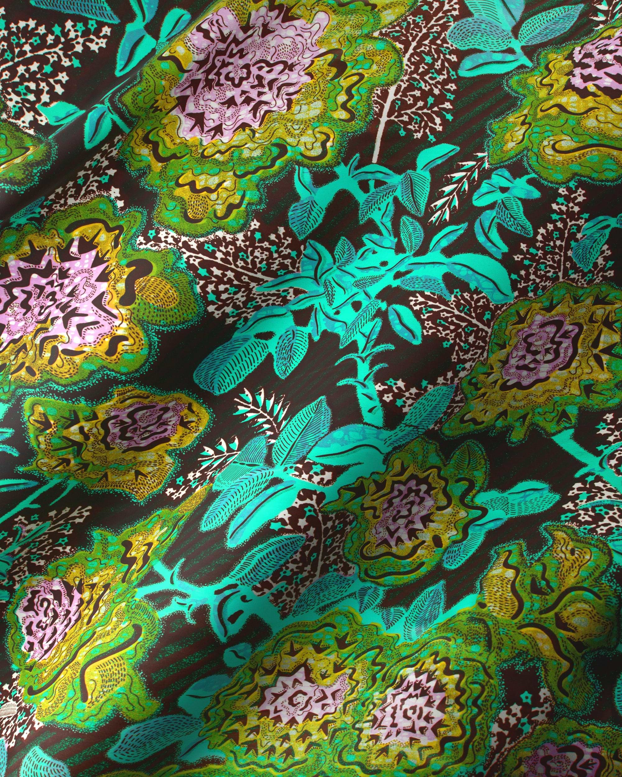 Vibrant floral fabric bold green grand super-wax vls8188.004