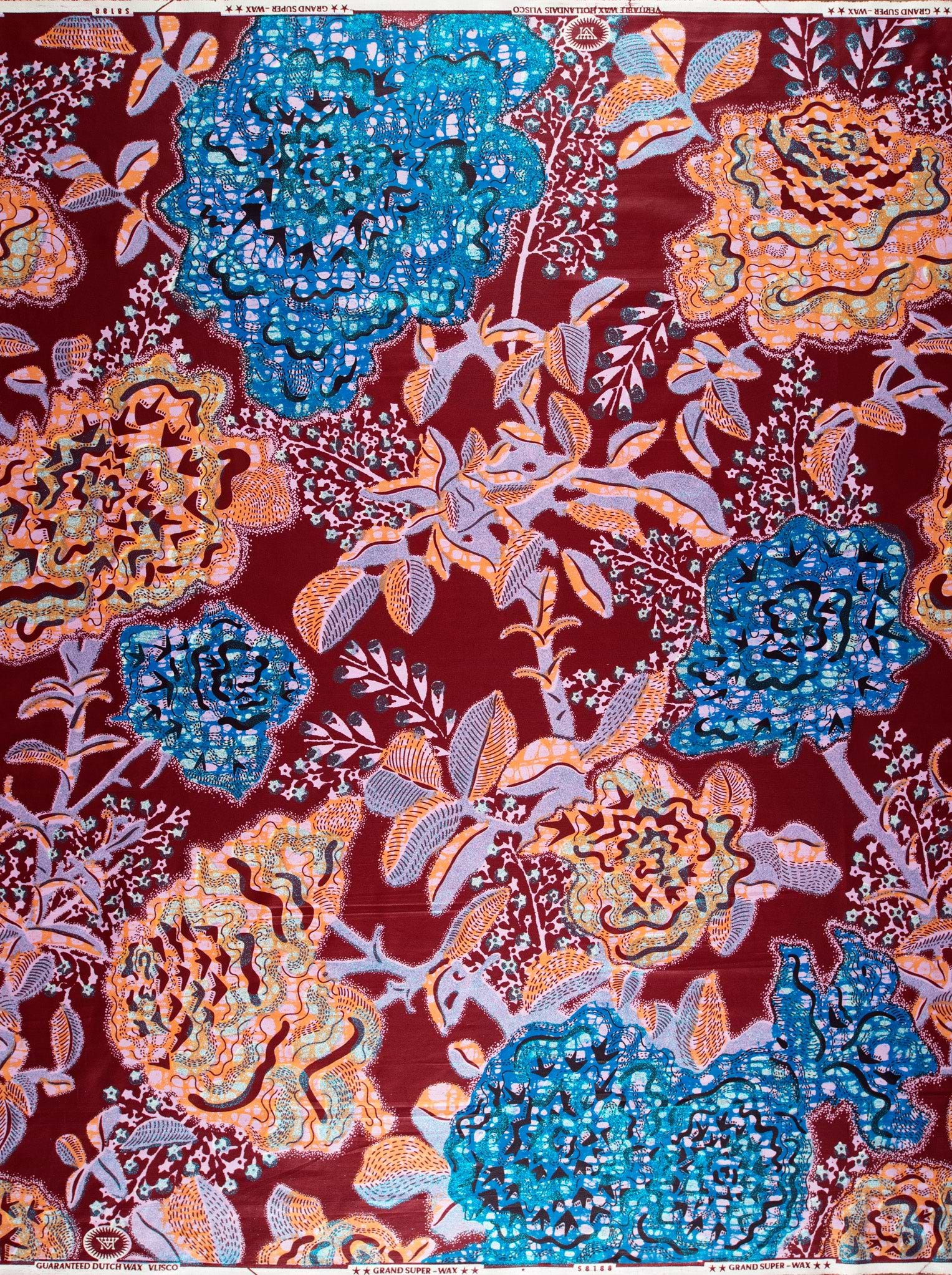 Vibrant red fabric bold stylized grand super-wax vls8188.006