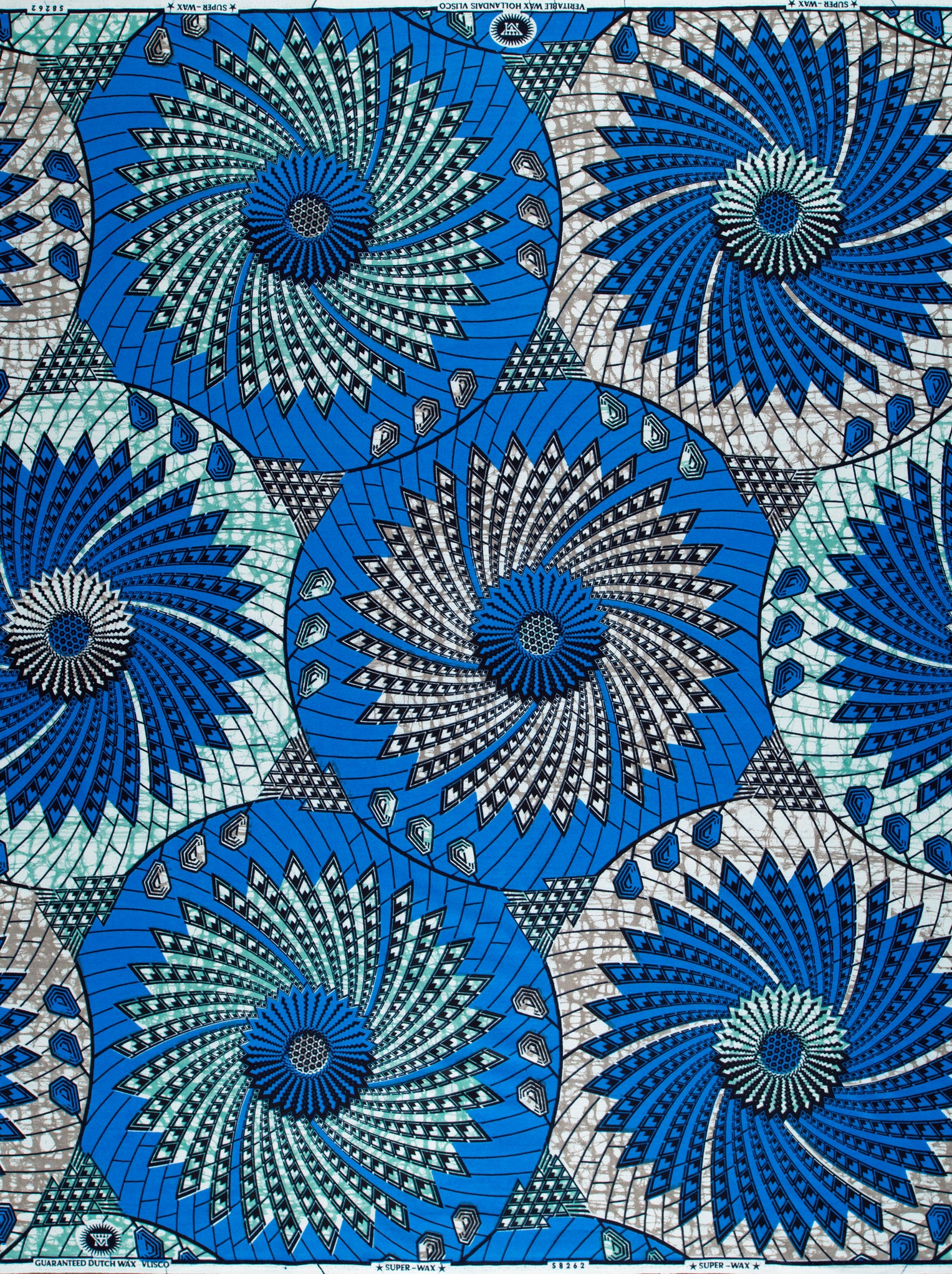 Vibrant blue teal african print super-wax vls8262.023