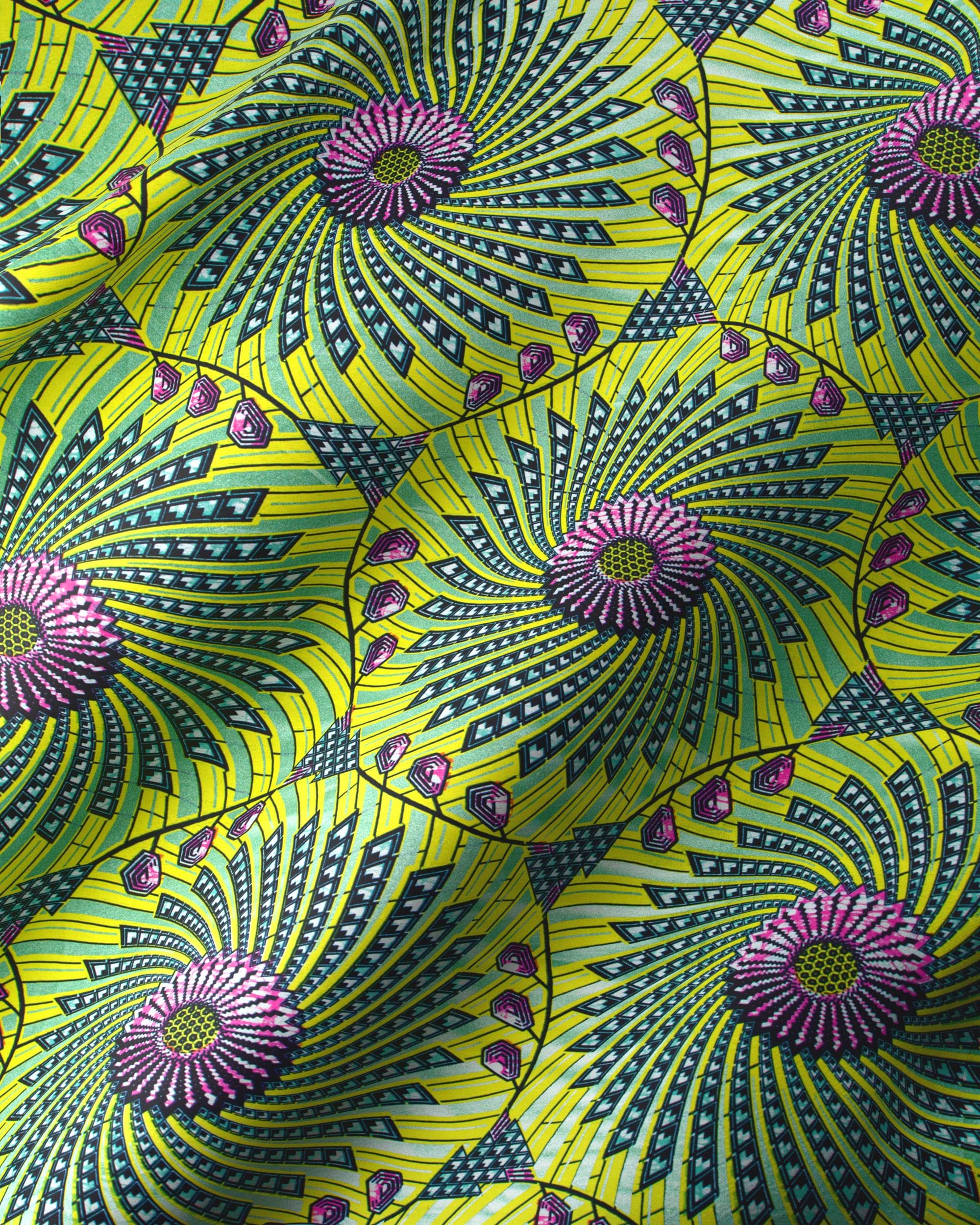 Vibrant yellow green fabric bold super-wax vls8262.024