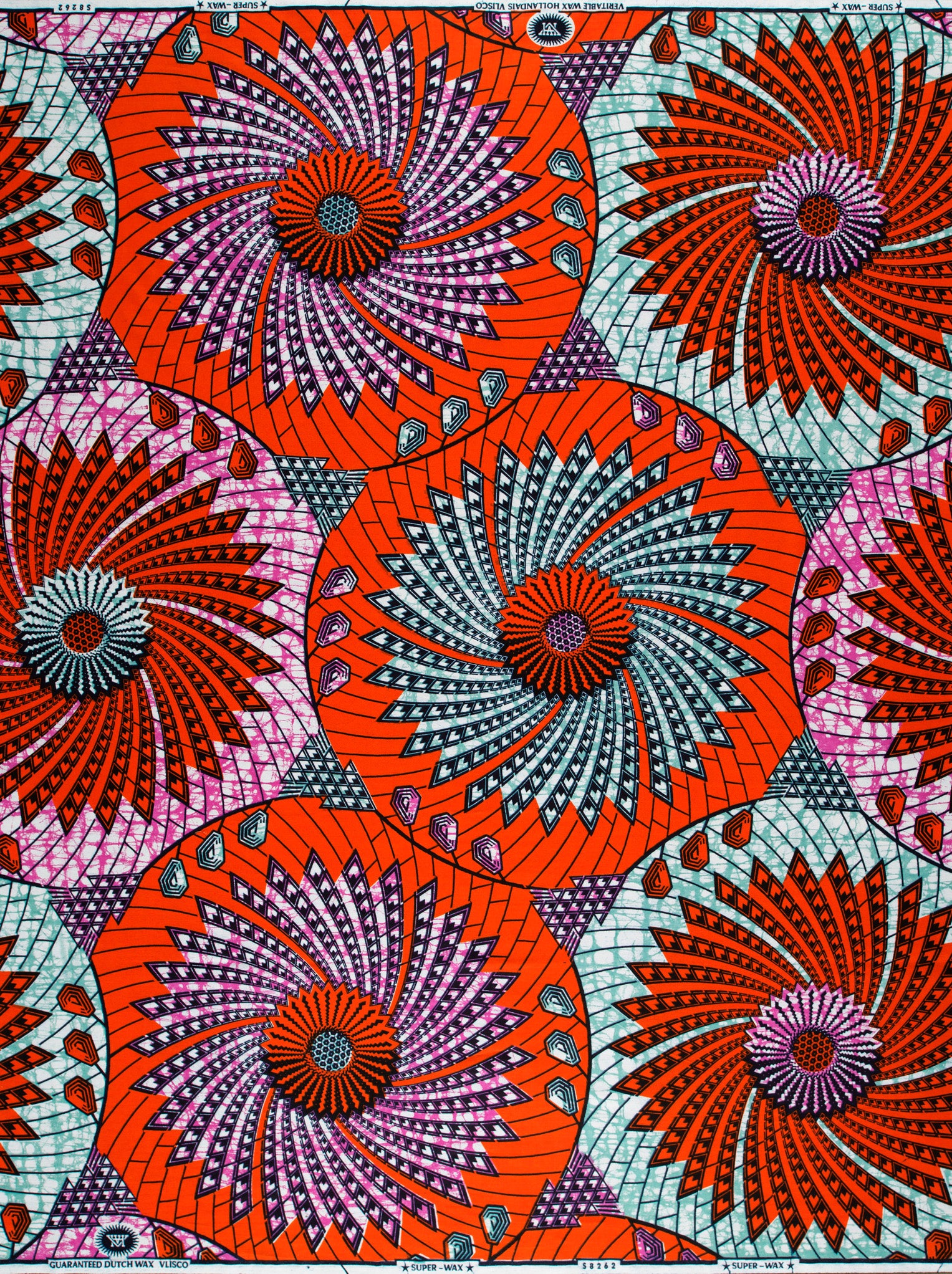 Vibrant orange purple geometric-patterned african super-wax vls8262.025