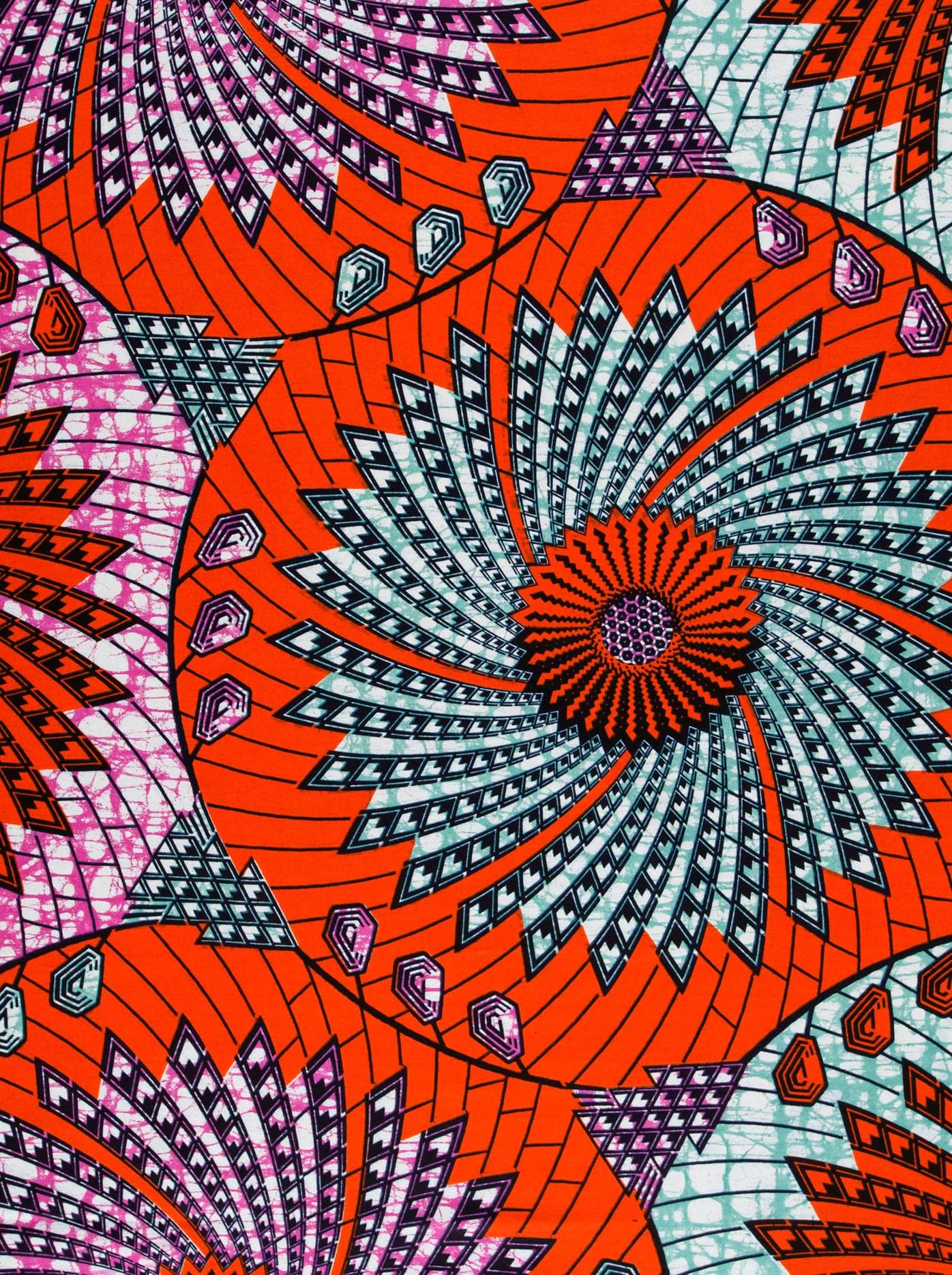 Vibrant orange teal geometric patterned super-wax vls8262.025