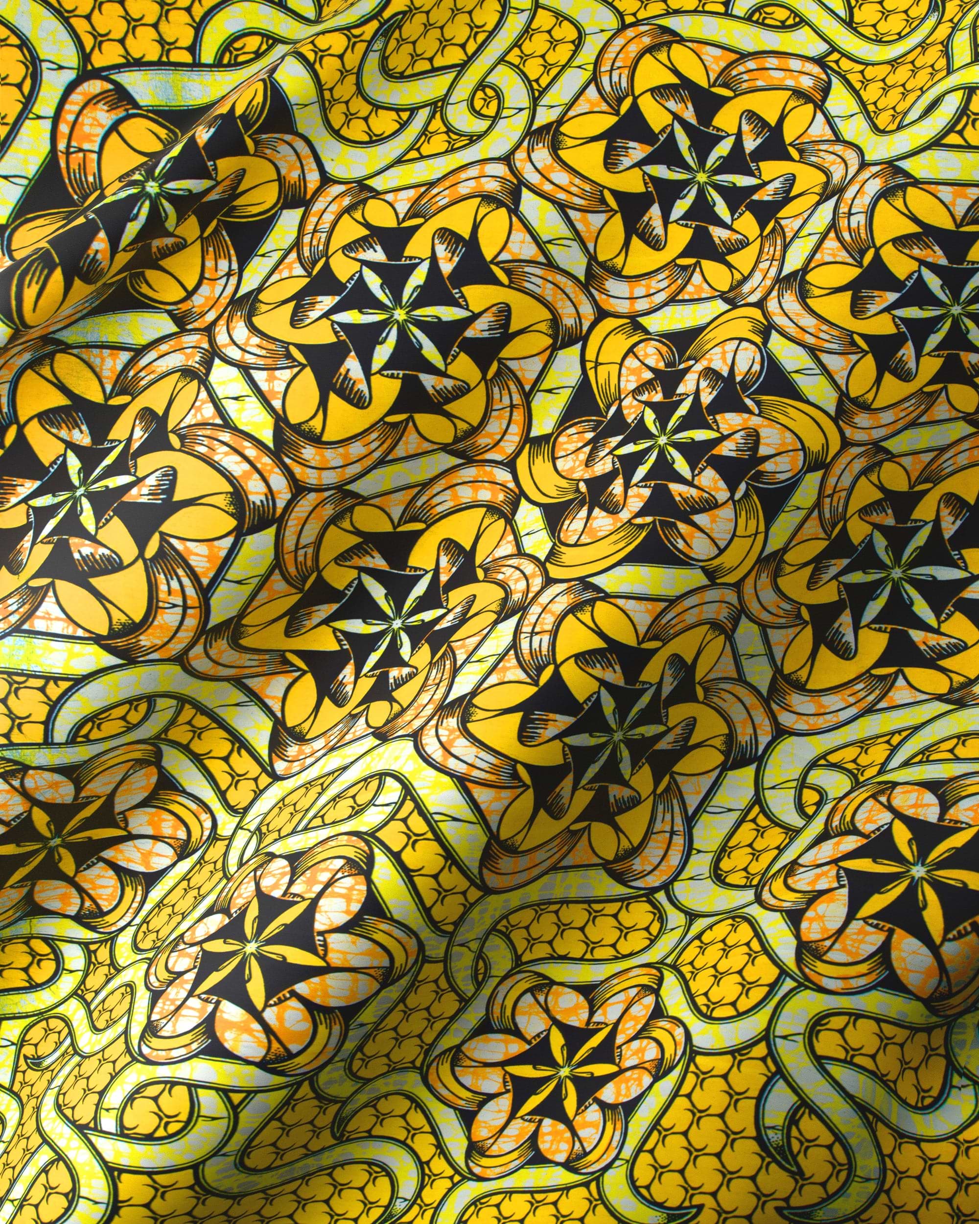 Vibrant yellow african print fabric super-wax vls8270.001