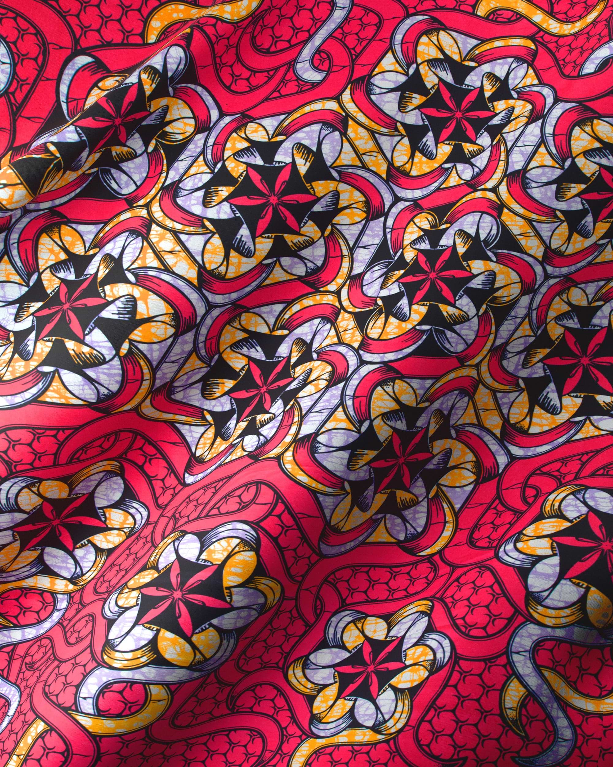 Vibrant red yellow black patterned super-wax vls8270.002