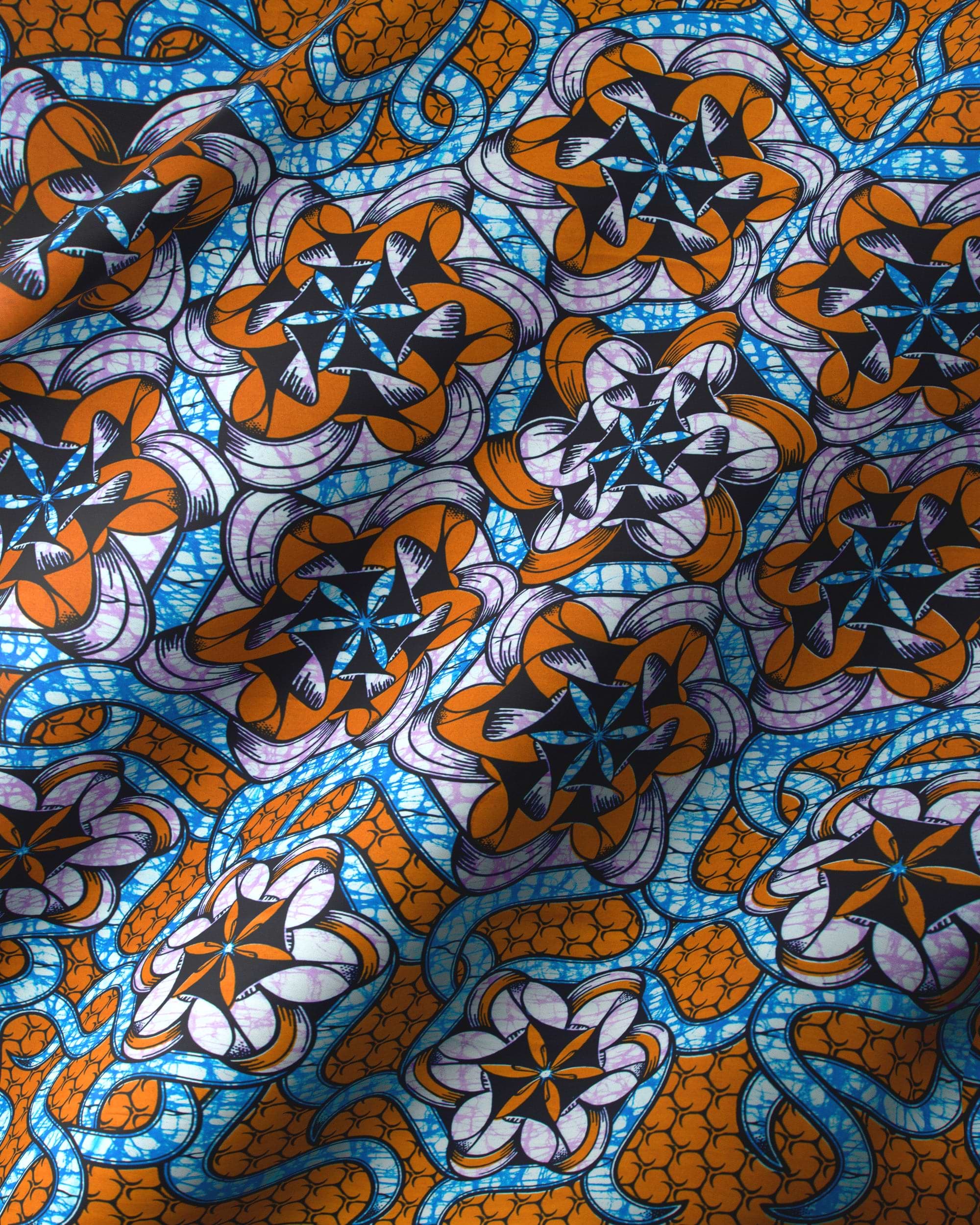 Vibrant orange blue black patterned super-wax vls8270.003
