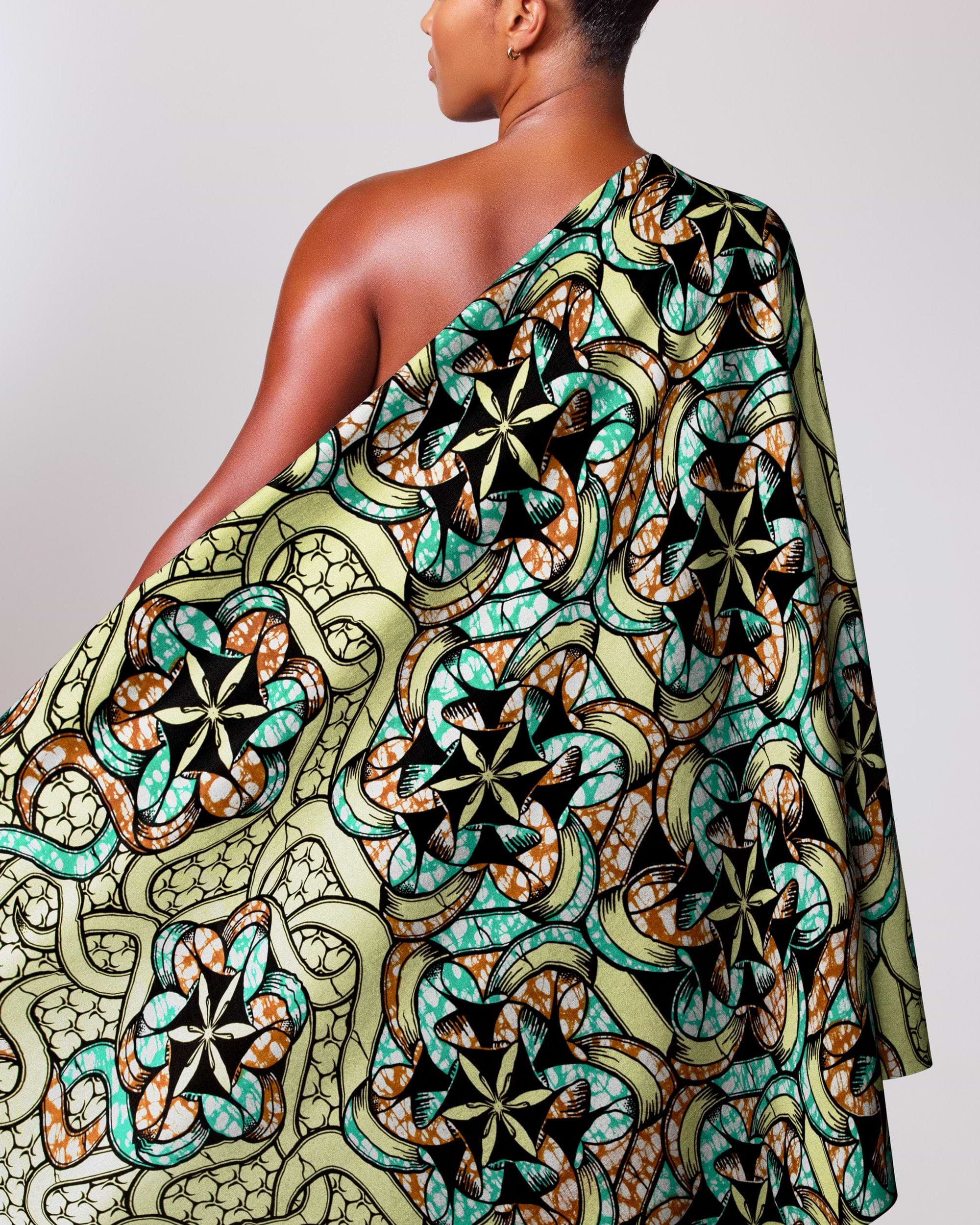 Vibrant one-shoulder wrap dress bold super-wax vls8270.004