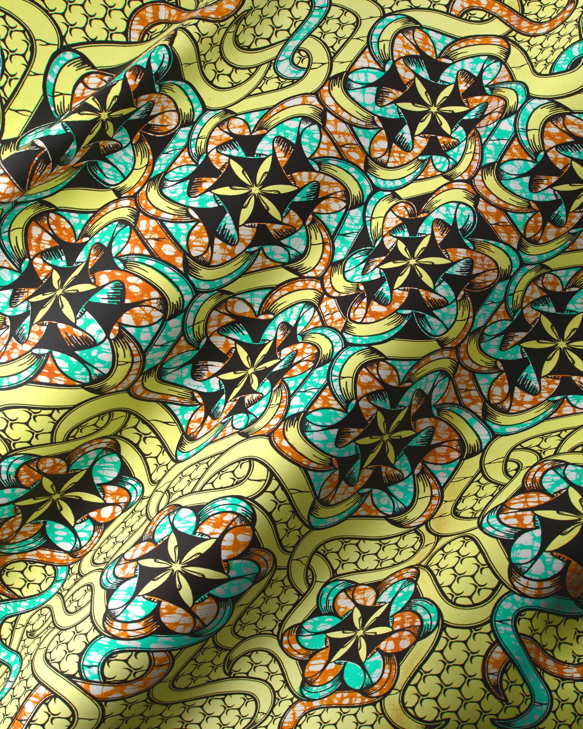 Vibrant patterned fabric bold teal super-wax vls8270.004