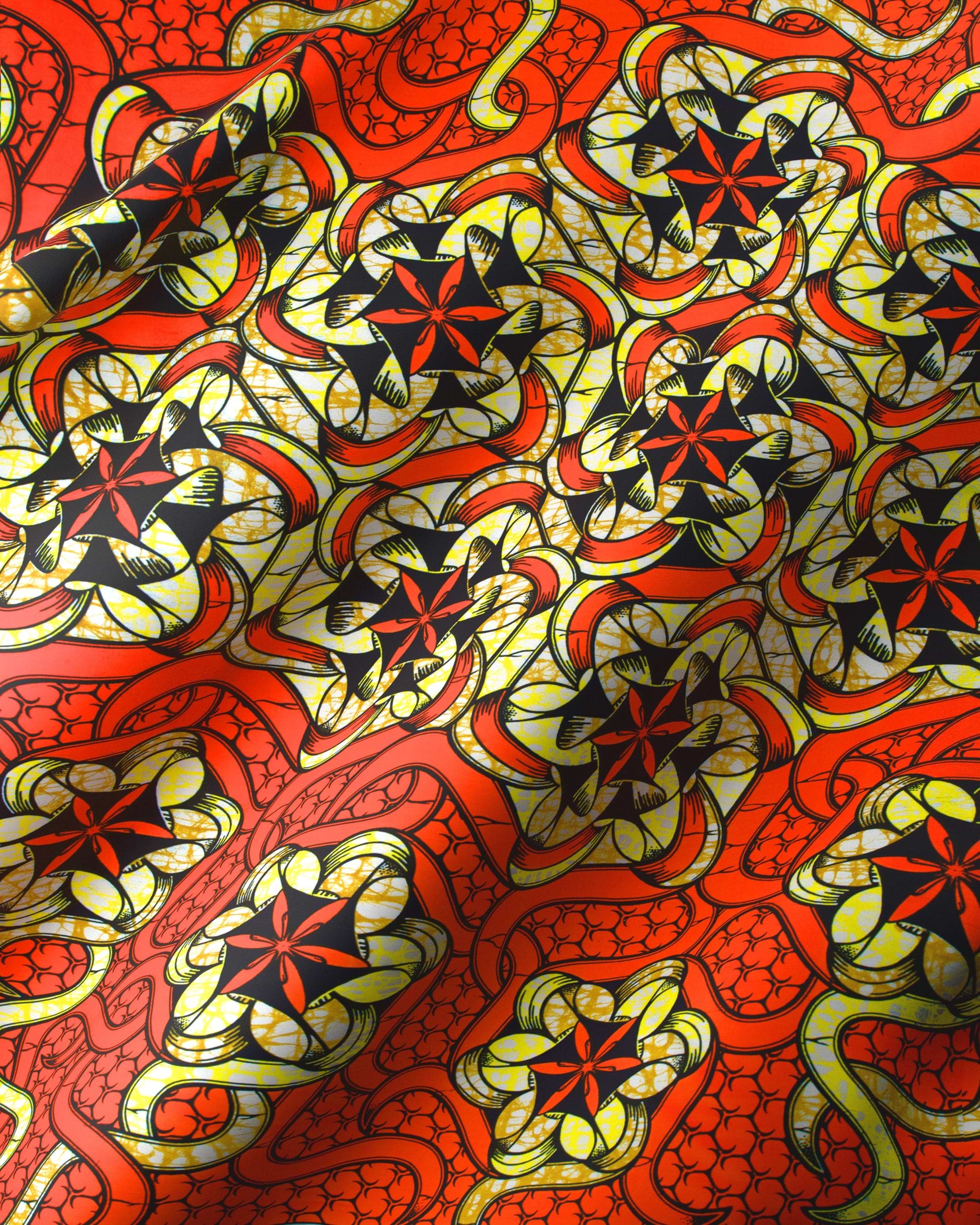 Vibrant red black yellow patterned super-wax vls8270.007
