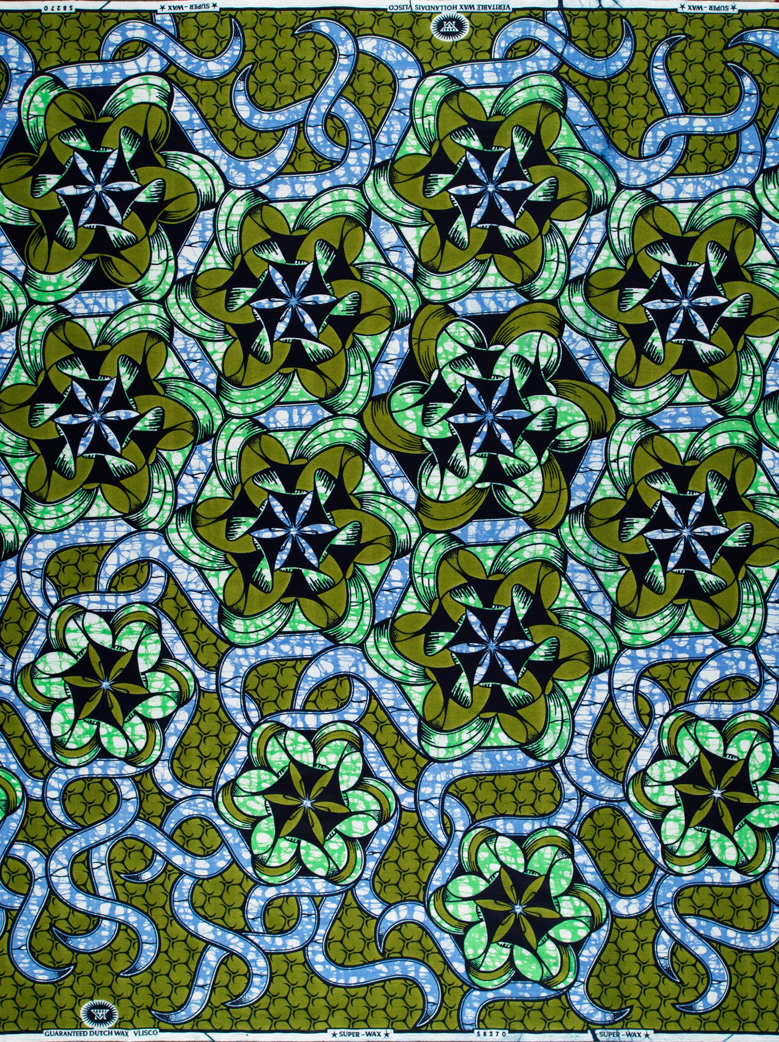 Vibrant green blue patterned african super-wax vls8270.009