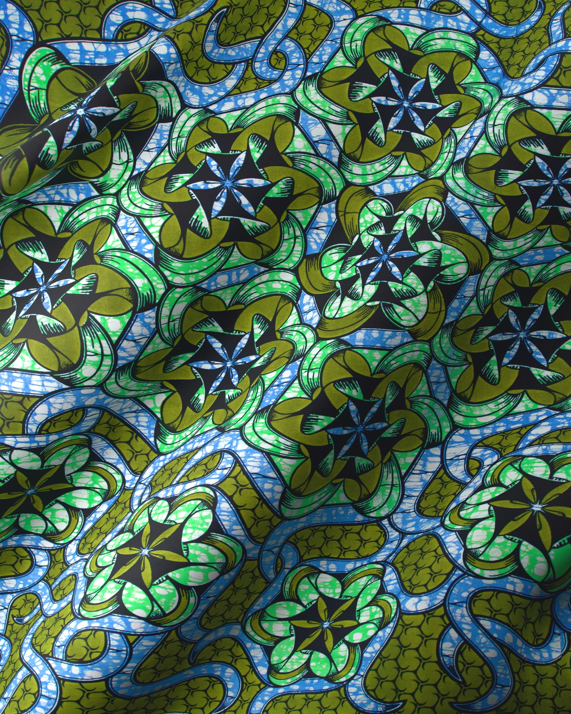 Vibrant green blue patterned african super-wax vls8270.009