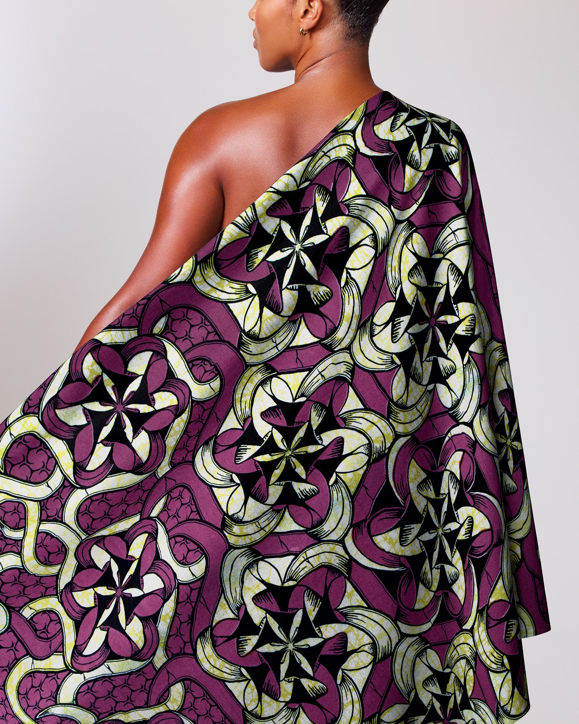 Vibrant one-shoulder dress bold purple super-wax vls8270.010