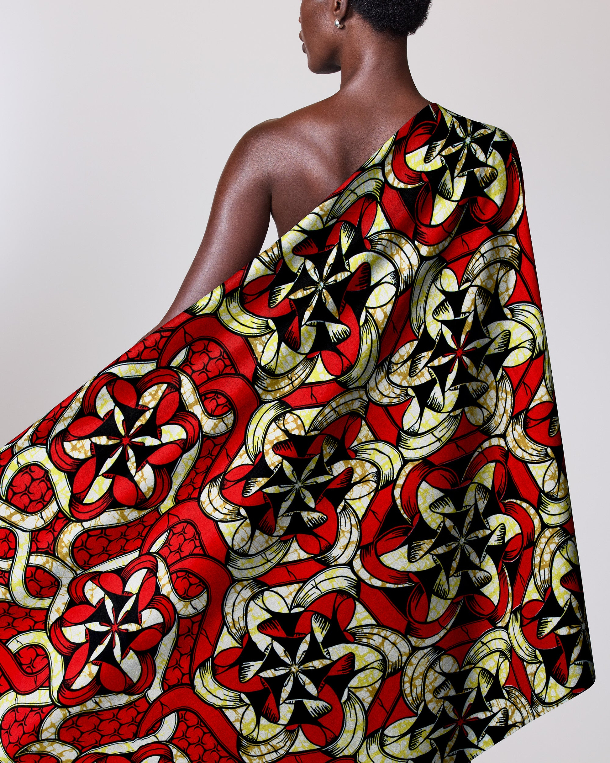 Vibrant red black cream patterned super-wax vls8270.011