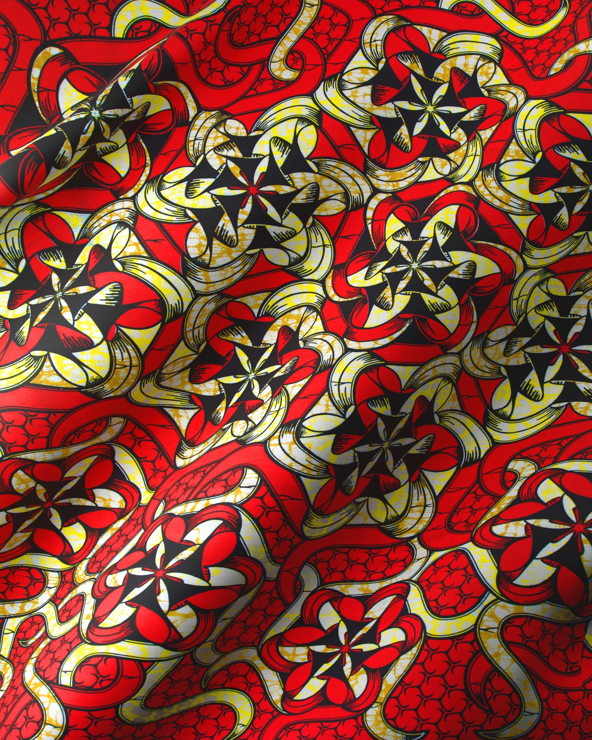 Vibrant red yellow black patterned super-wax vls8270.011