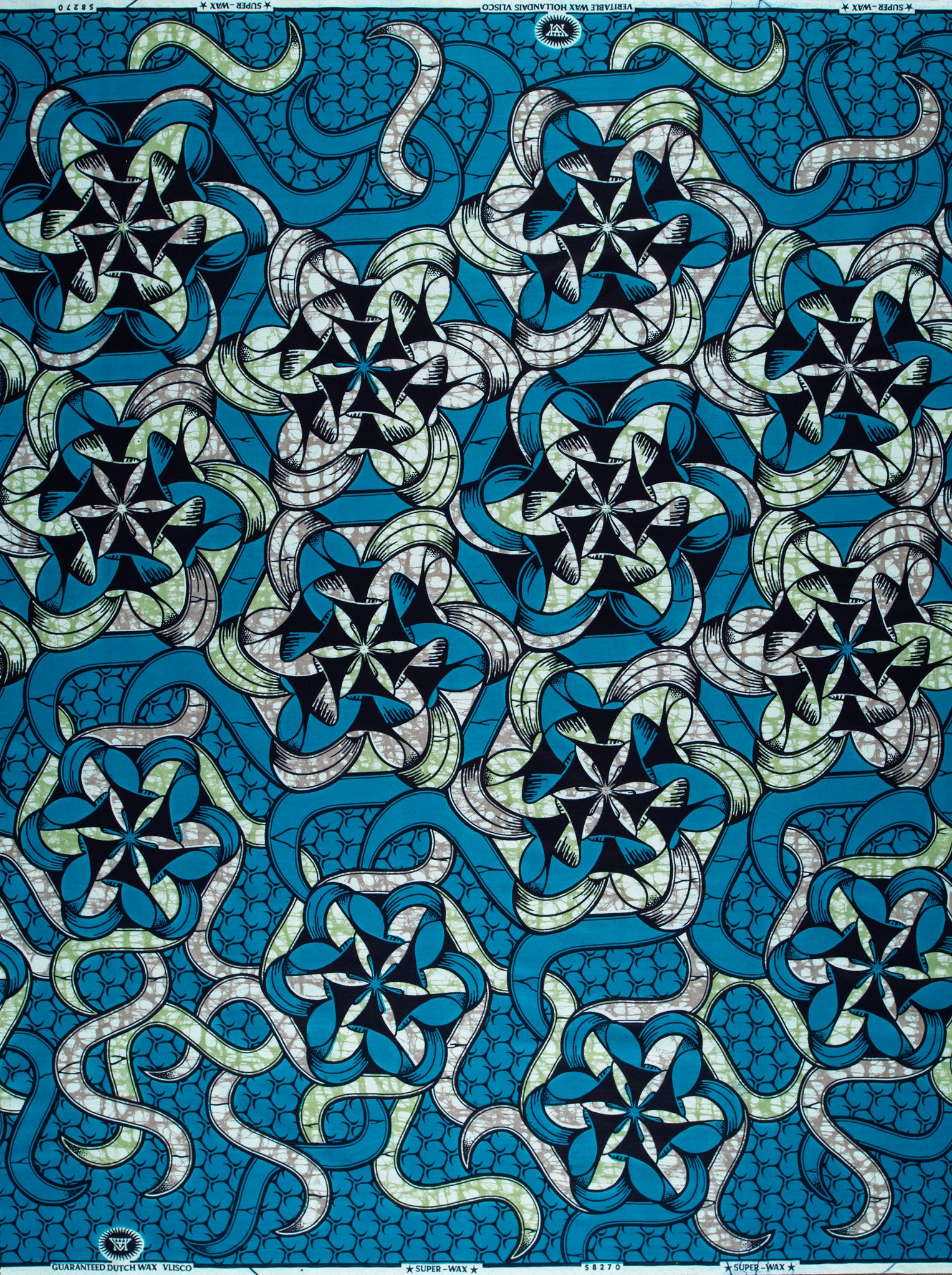 Vibrant blue african print fabric super-wax vls8270.012
