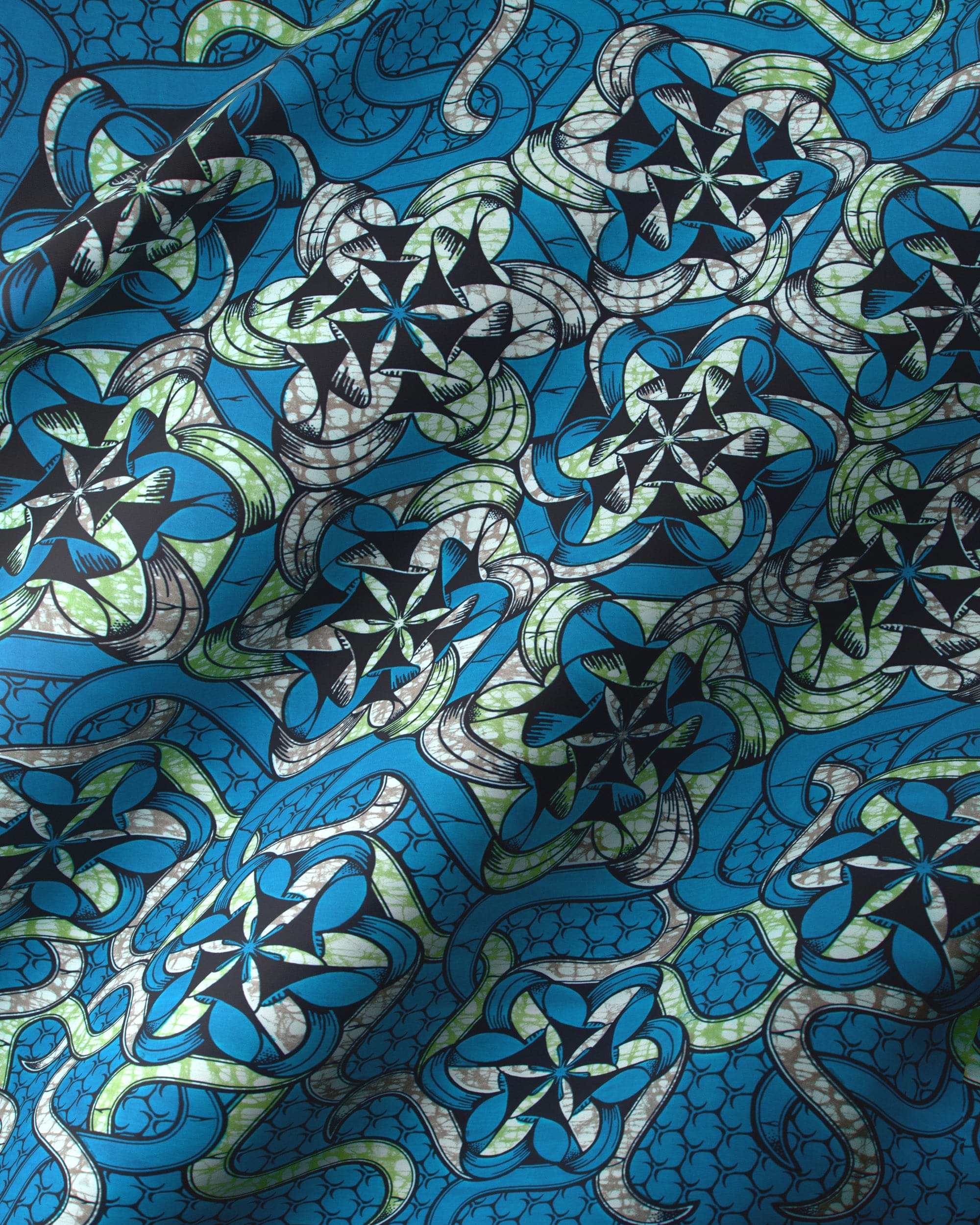 Vibrant blue fabric intricate geometric super-wax vls8270.012