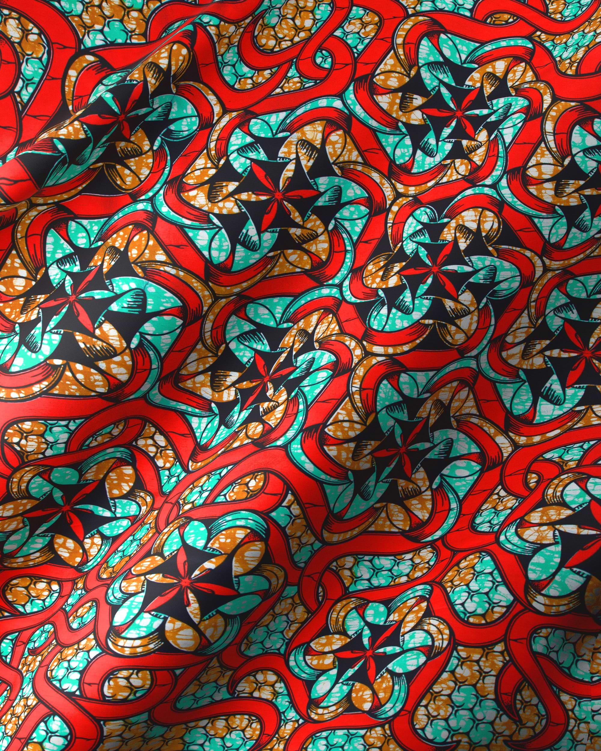 Vibrant red teal black patterned super-wax vls8270.013