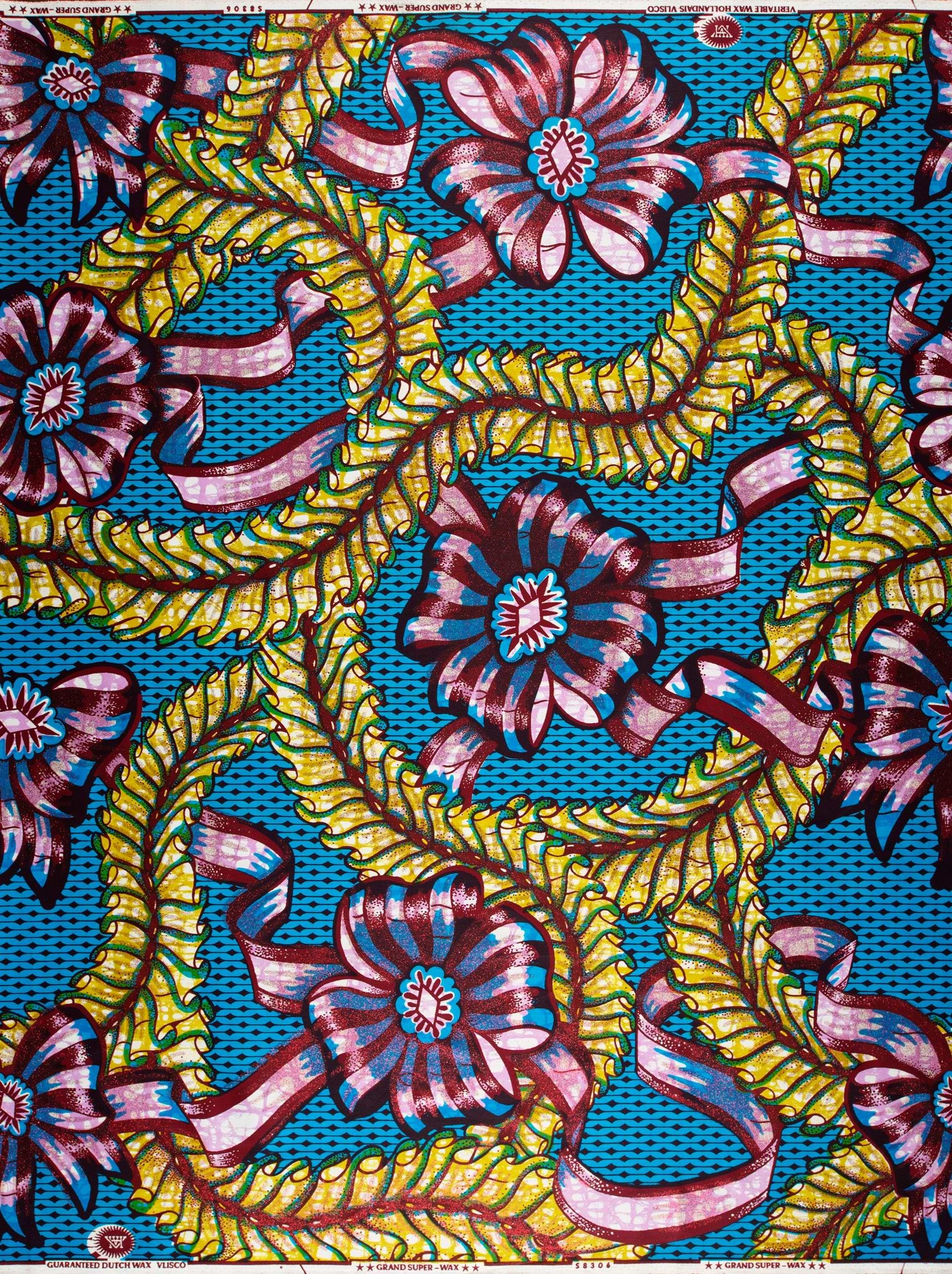 Vibrant blue african print fabric grand super-wax vls8306.001