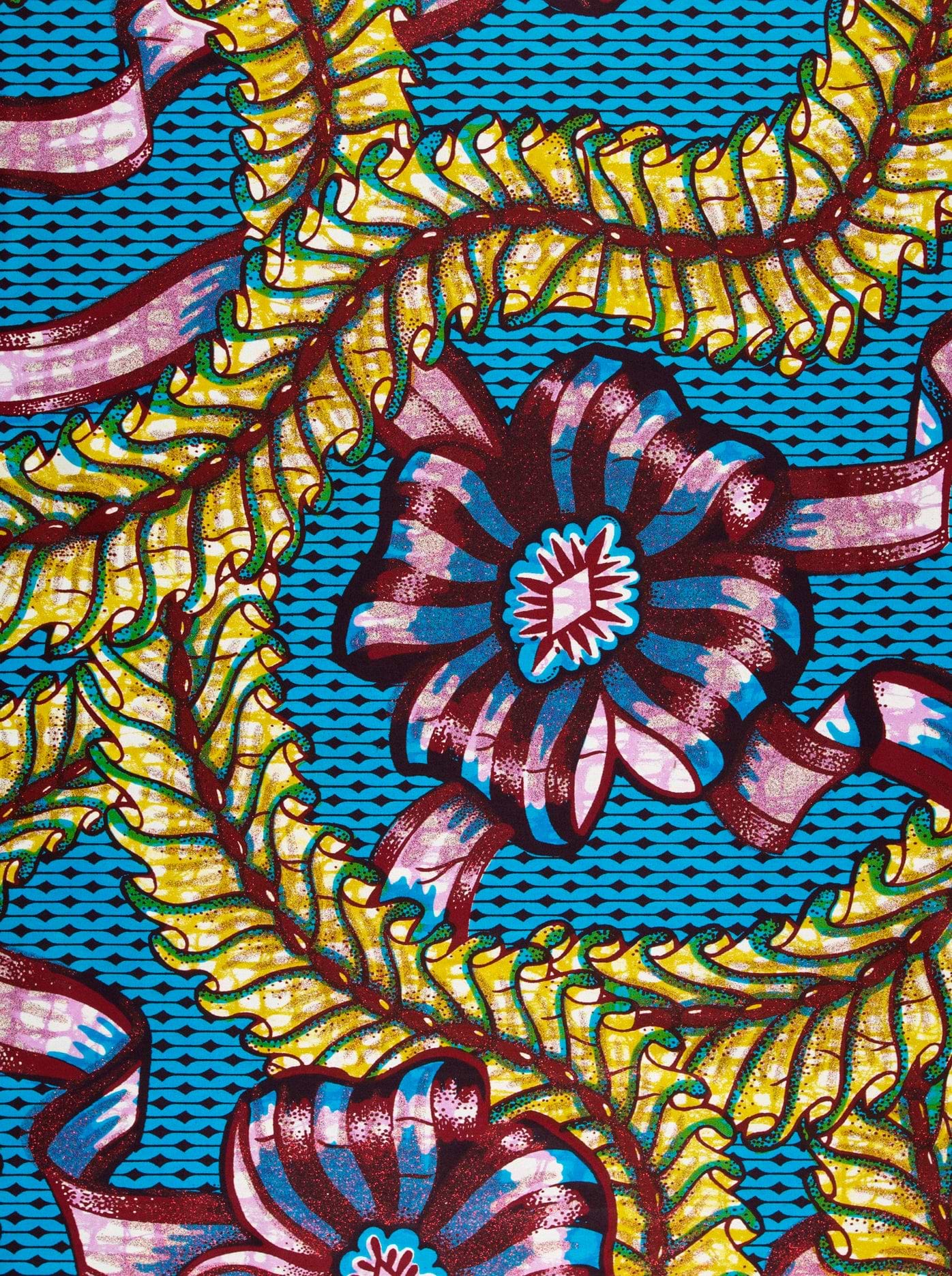 Vibrant blue african print fabric grand super-wax vls8306.001