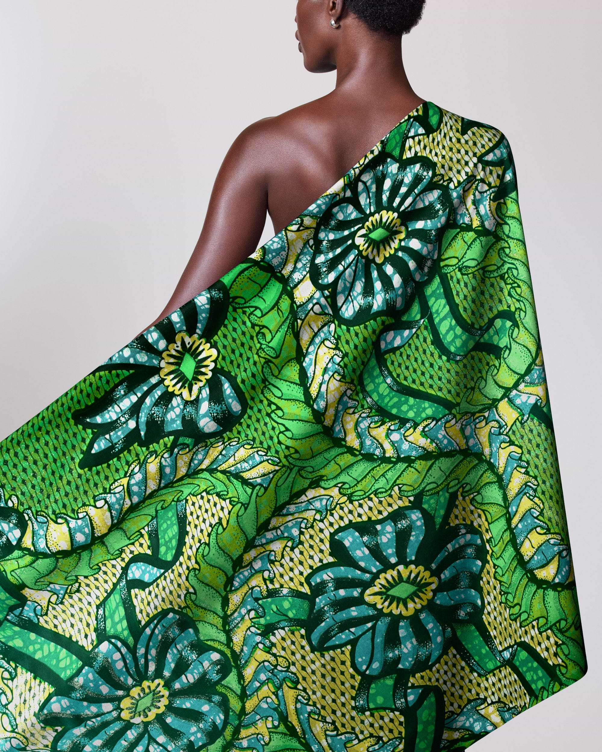 Vibrant green yellow floral-patterned fabric grand super-wax vls8306.002