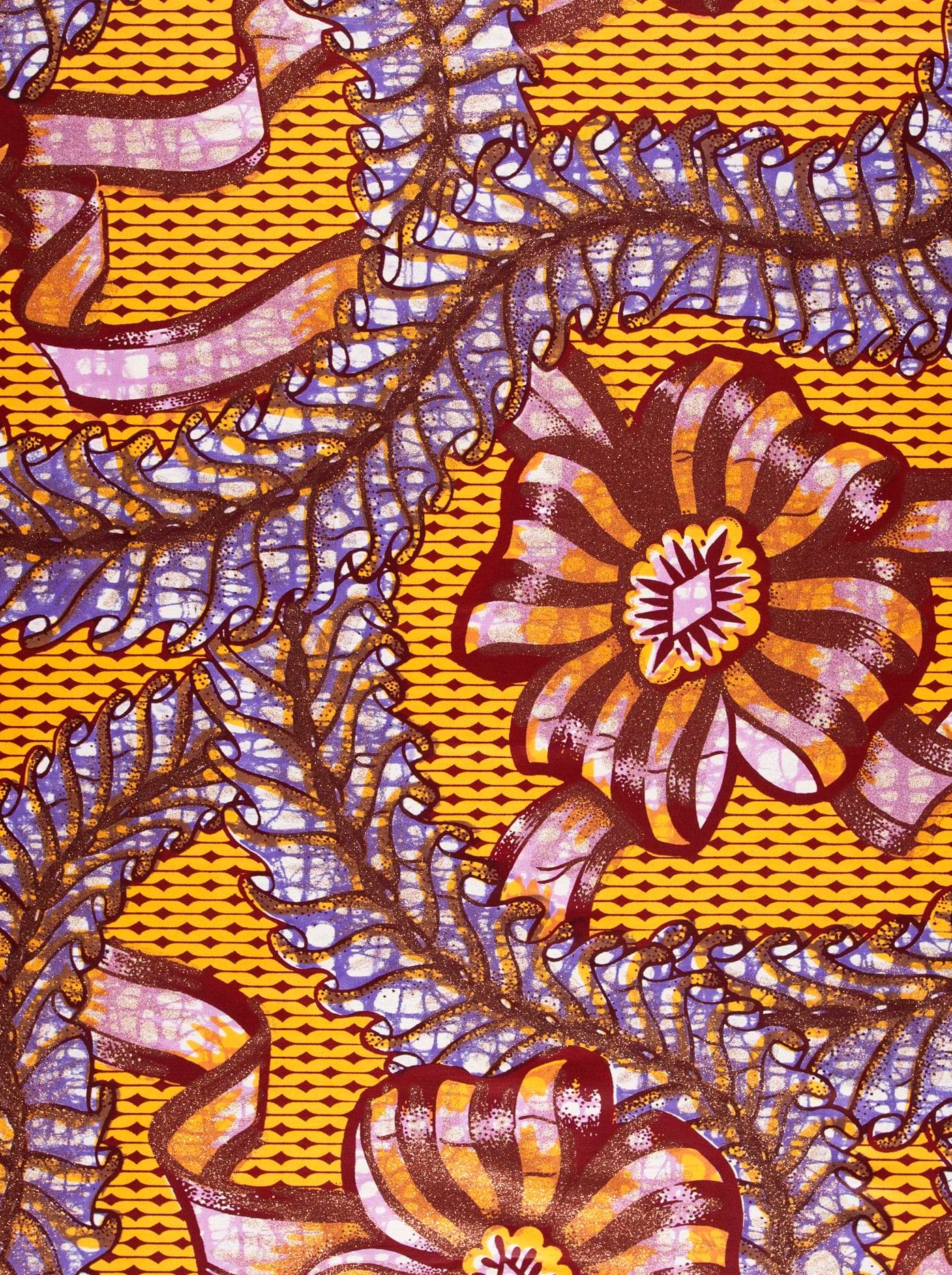 Vibrant orange purple floral-patterned fabric grand super-wax vls8306.003