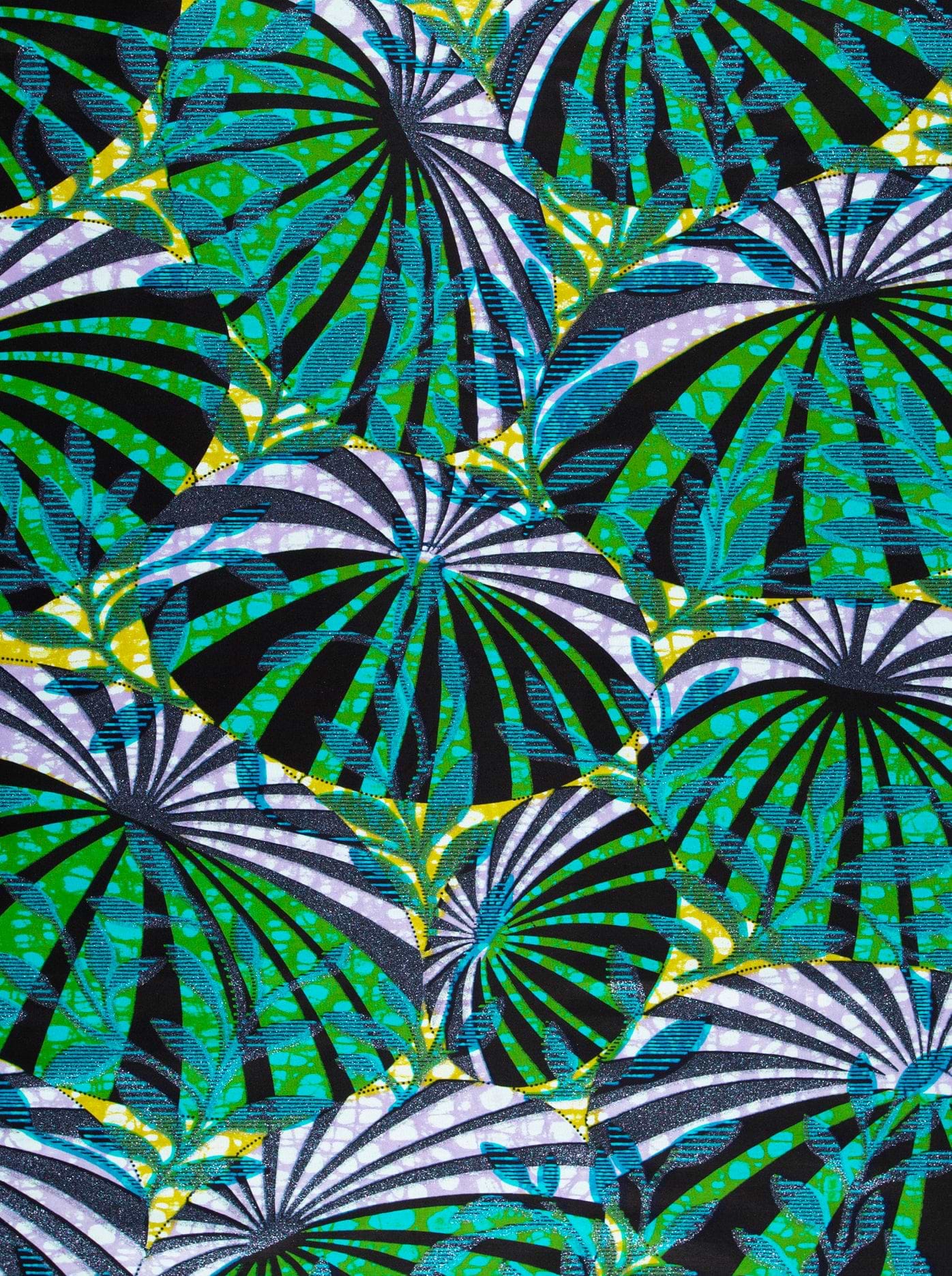 Vibrant tropical fabric bold green grand super-wax vls8722.002