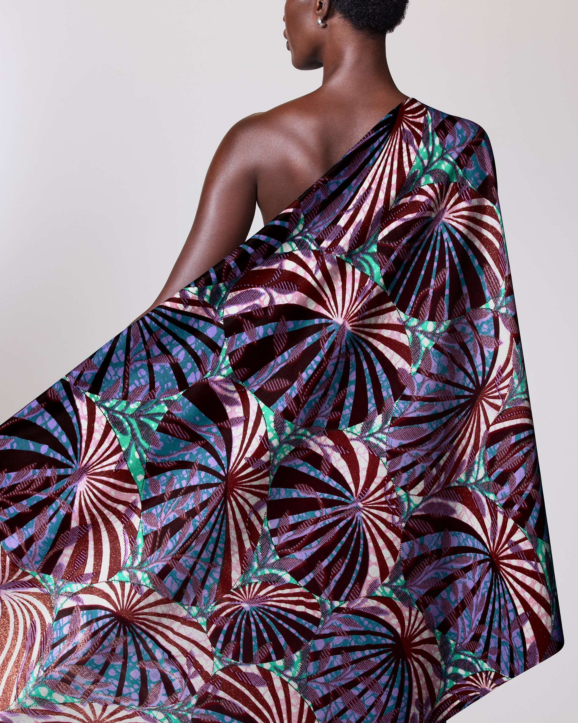 Vibrant one-shoulder wrap dress bold grand super-wax vls8722.003