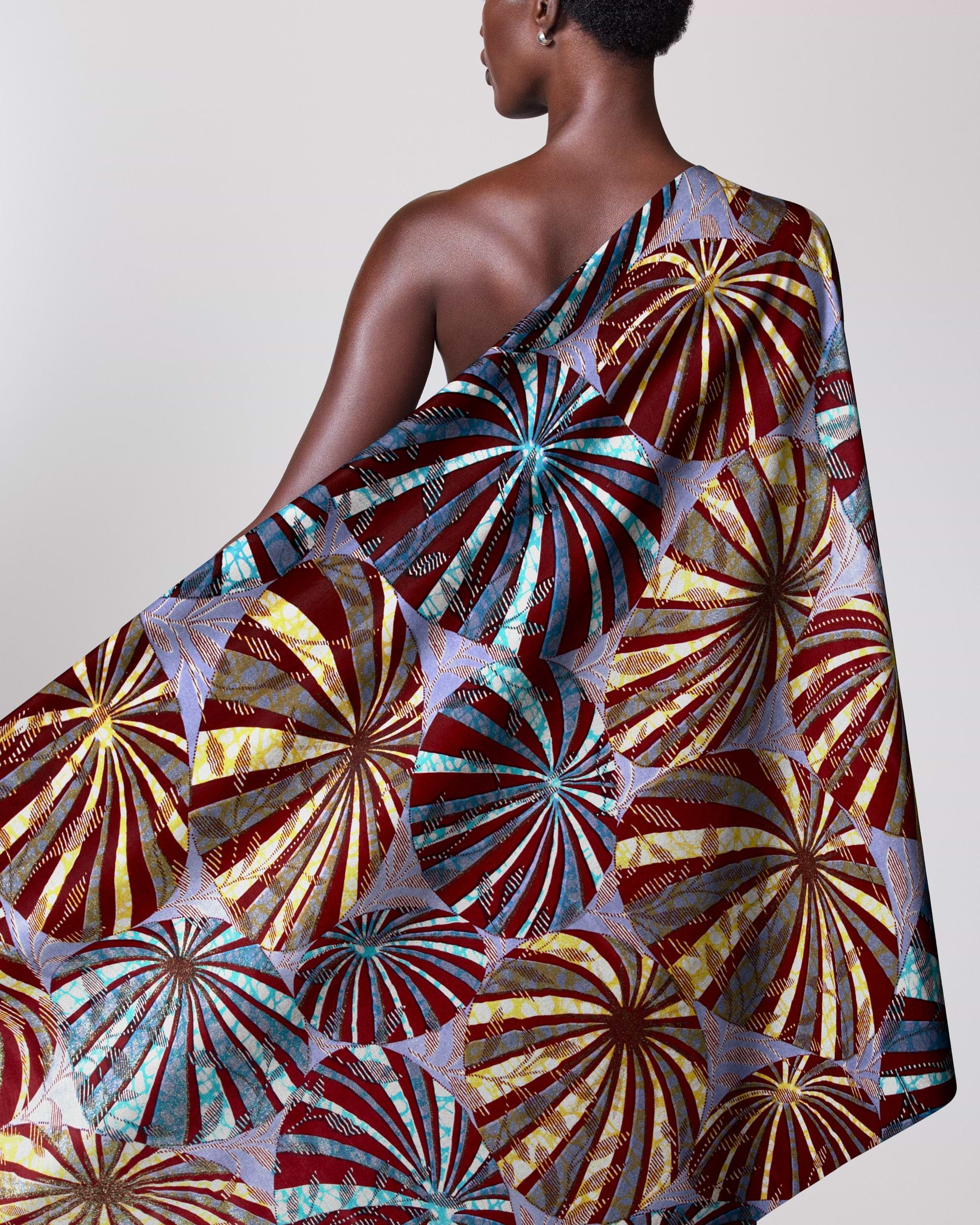 Vibrant one-shoulder wrap dress bold grand super-wax vls8722.006