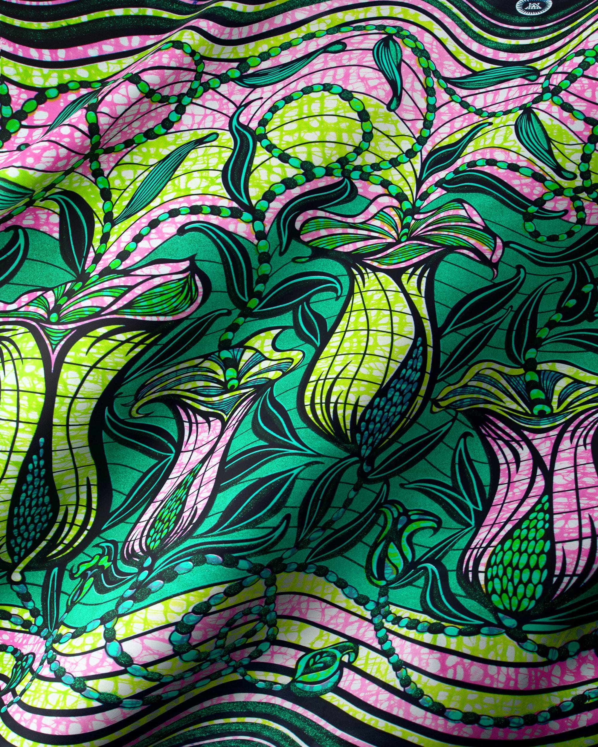 Vibrant pink green black patterned grand super-wax vls9099.001