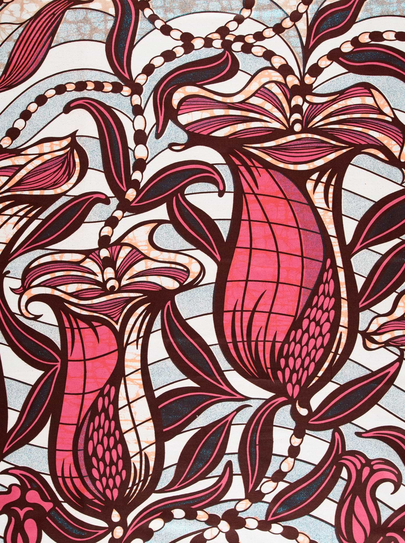 Vibrant pink burgundy floral-patterned fabric grand super-wax vls9099.002