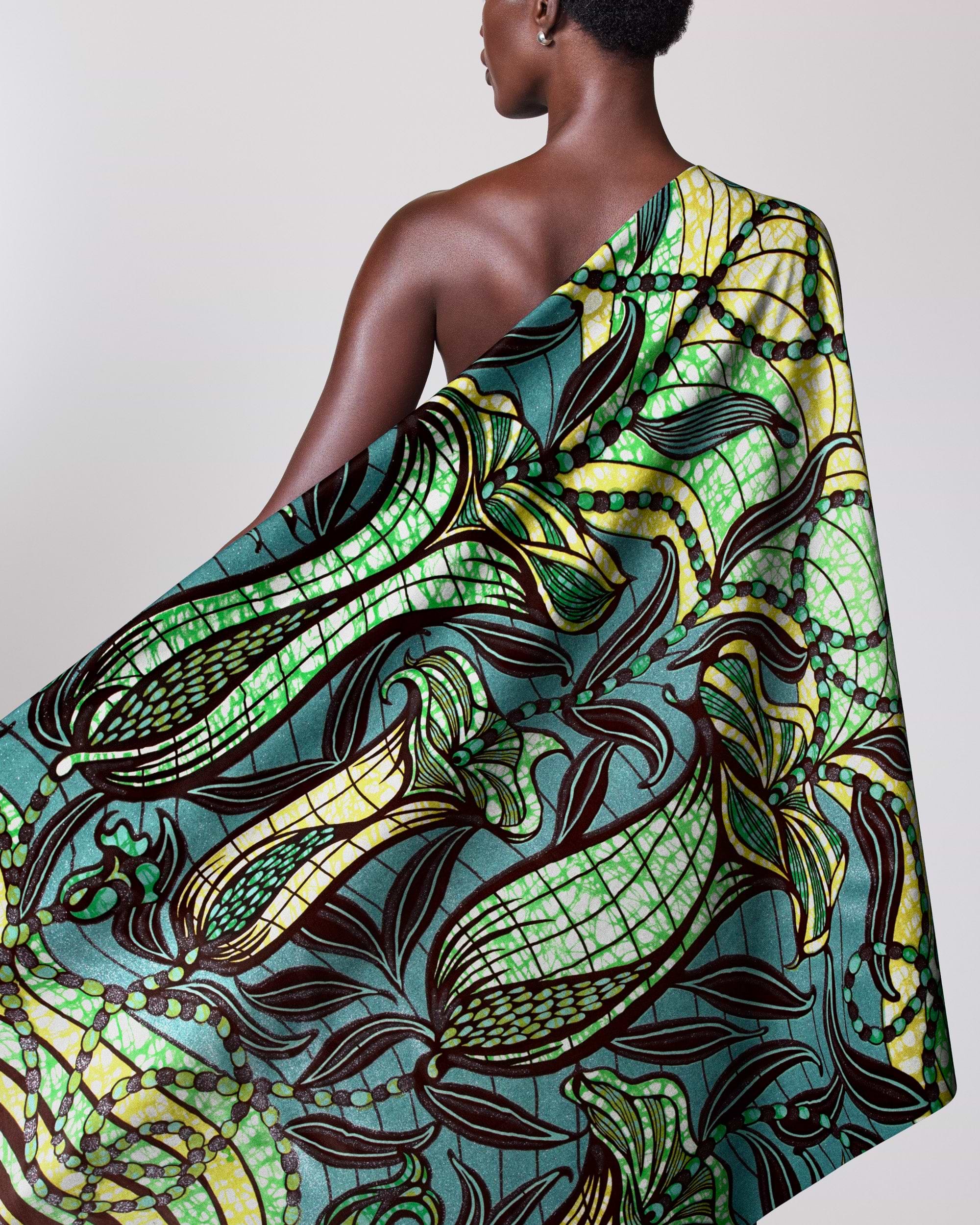 Vibrant green teal african print grand super-wax vls9099.005