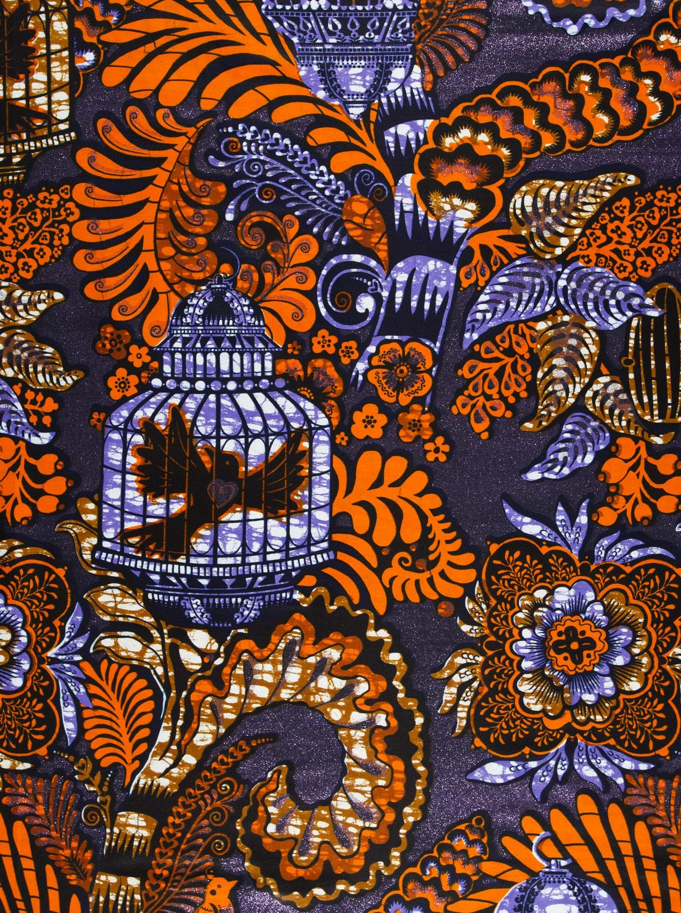 Vibrant orange purple patterned fabric grand super-wax vls9903.007