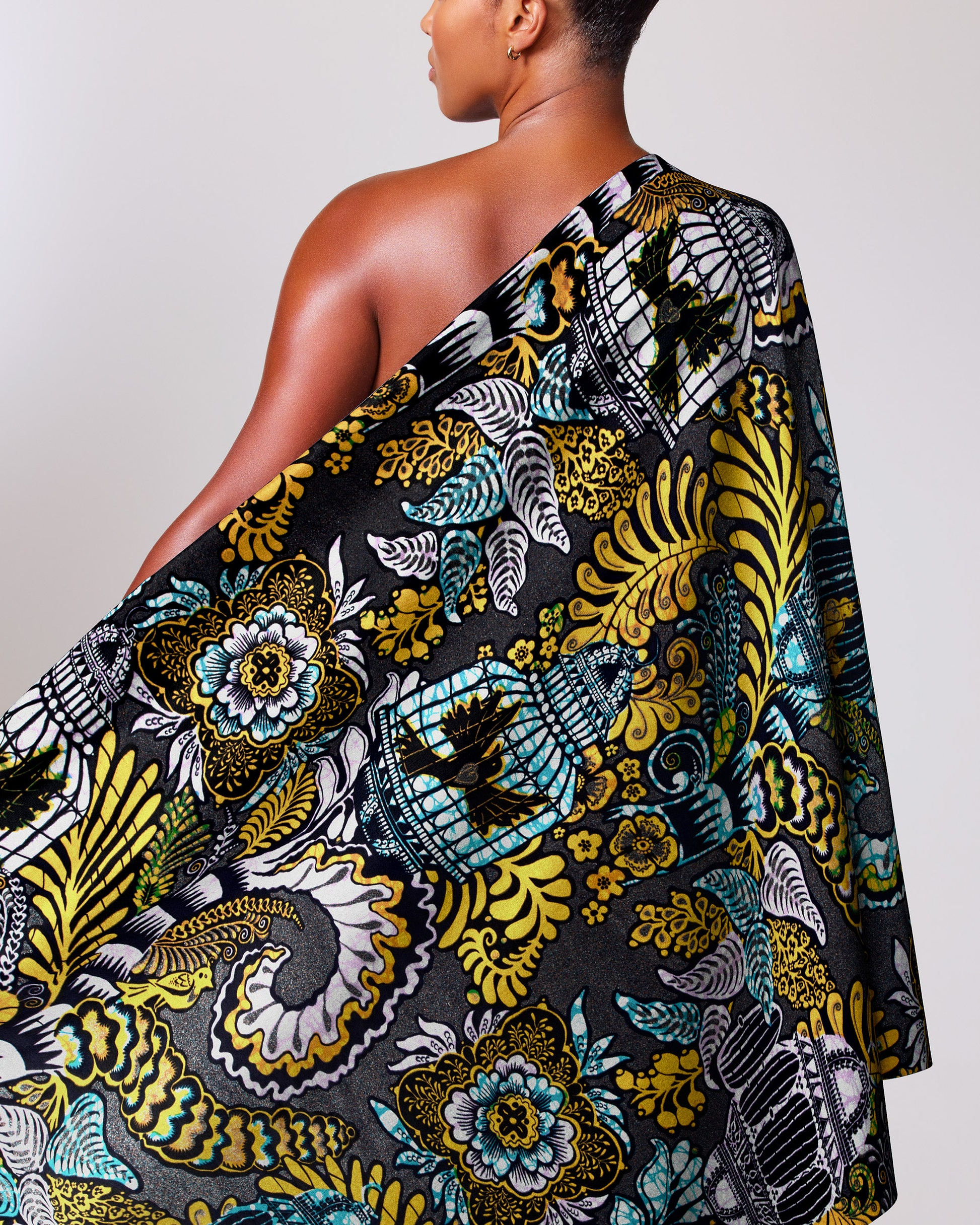 Vibrant one-shoulder wrap dress bold grand super-wax vls9903.013