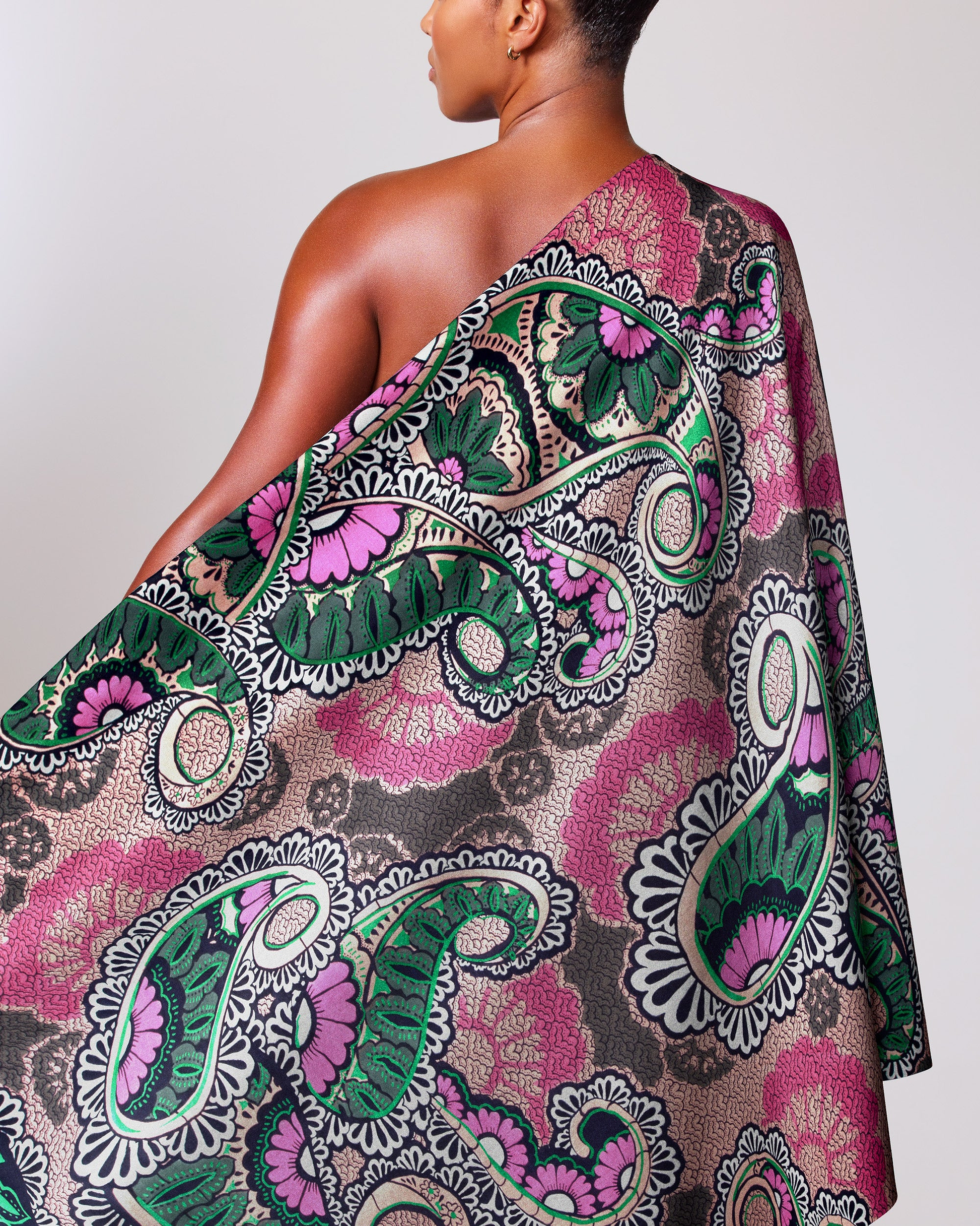 Vibrant one-shoulder wrap dress bold satin royal vlw0390.009
