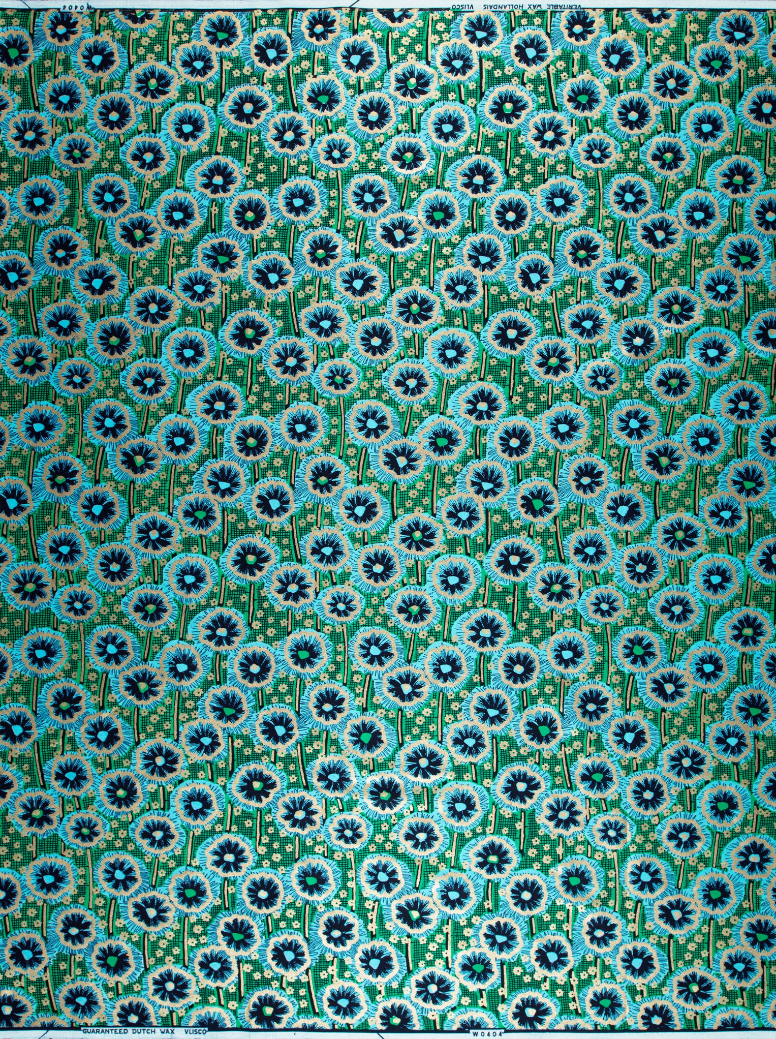 Green fabric pattern blue black wax hollandais vlw0404.017