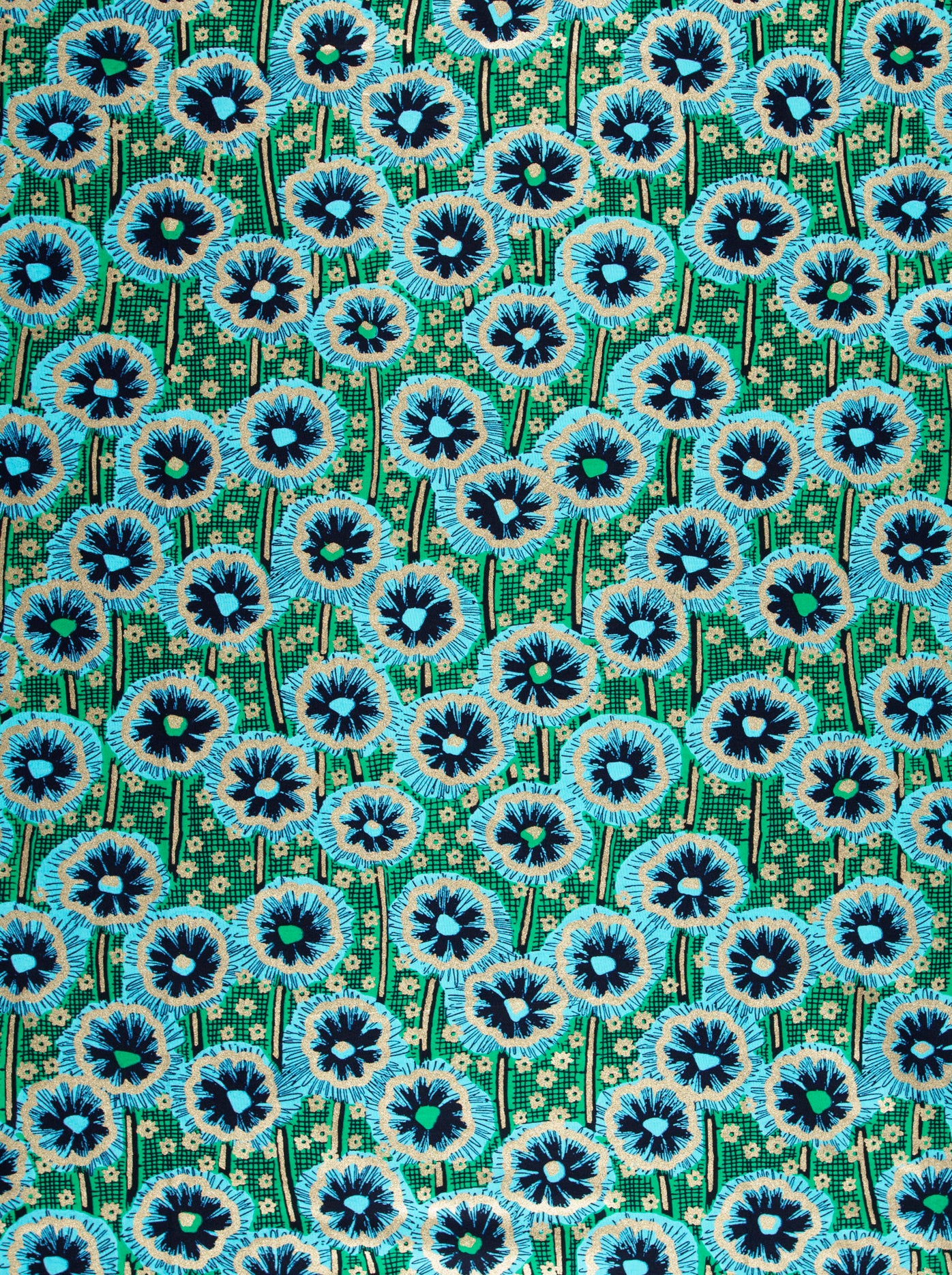 Vibrant green fabric pattern stylized wax hollandais vlw0404.017