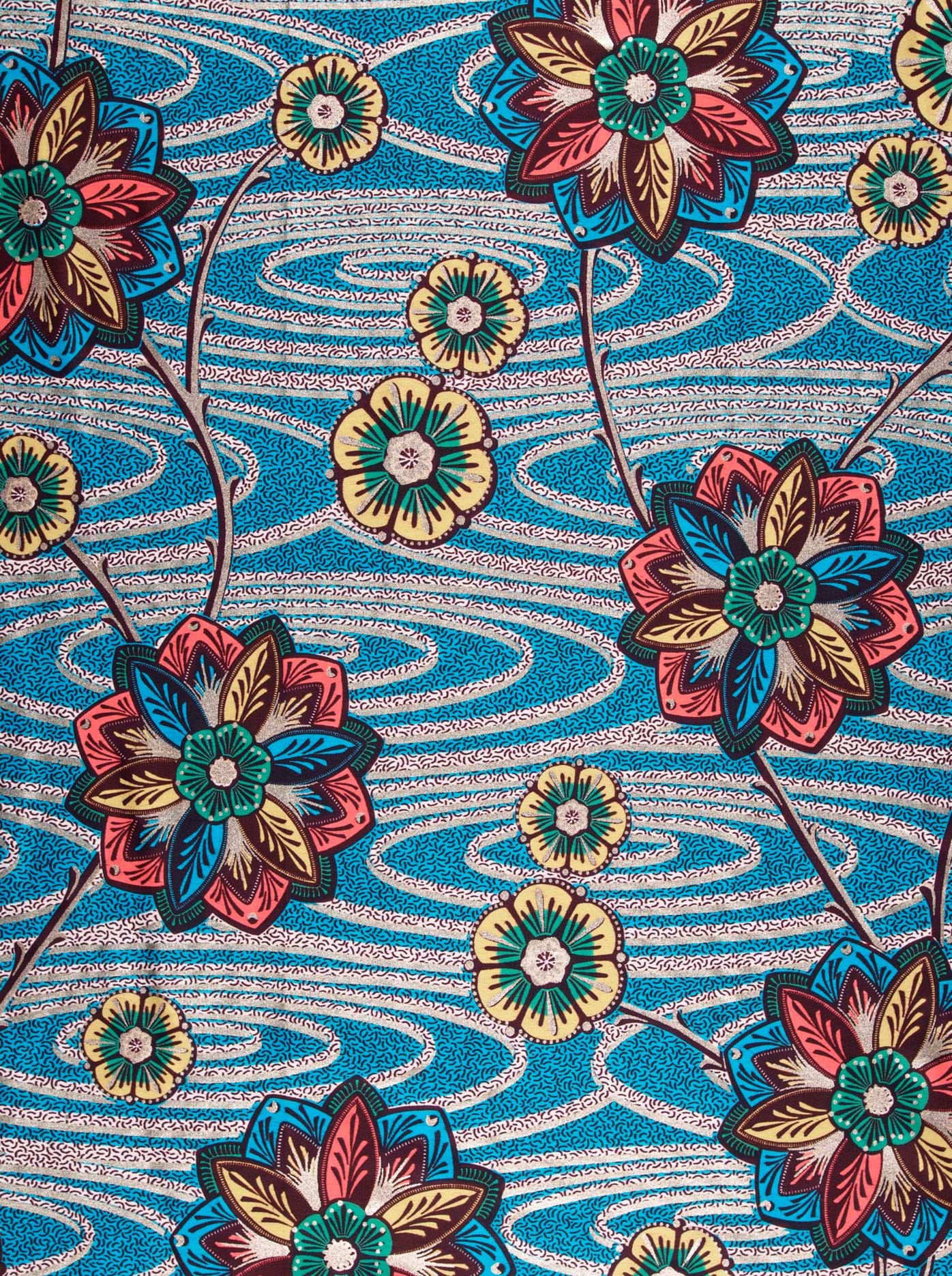 Vibrant floral fabric bold red satin royal vlw0478.005
