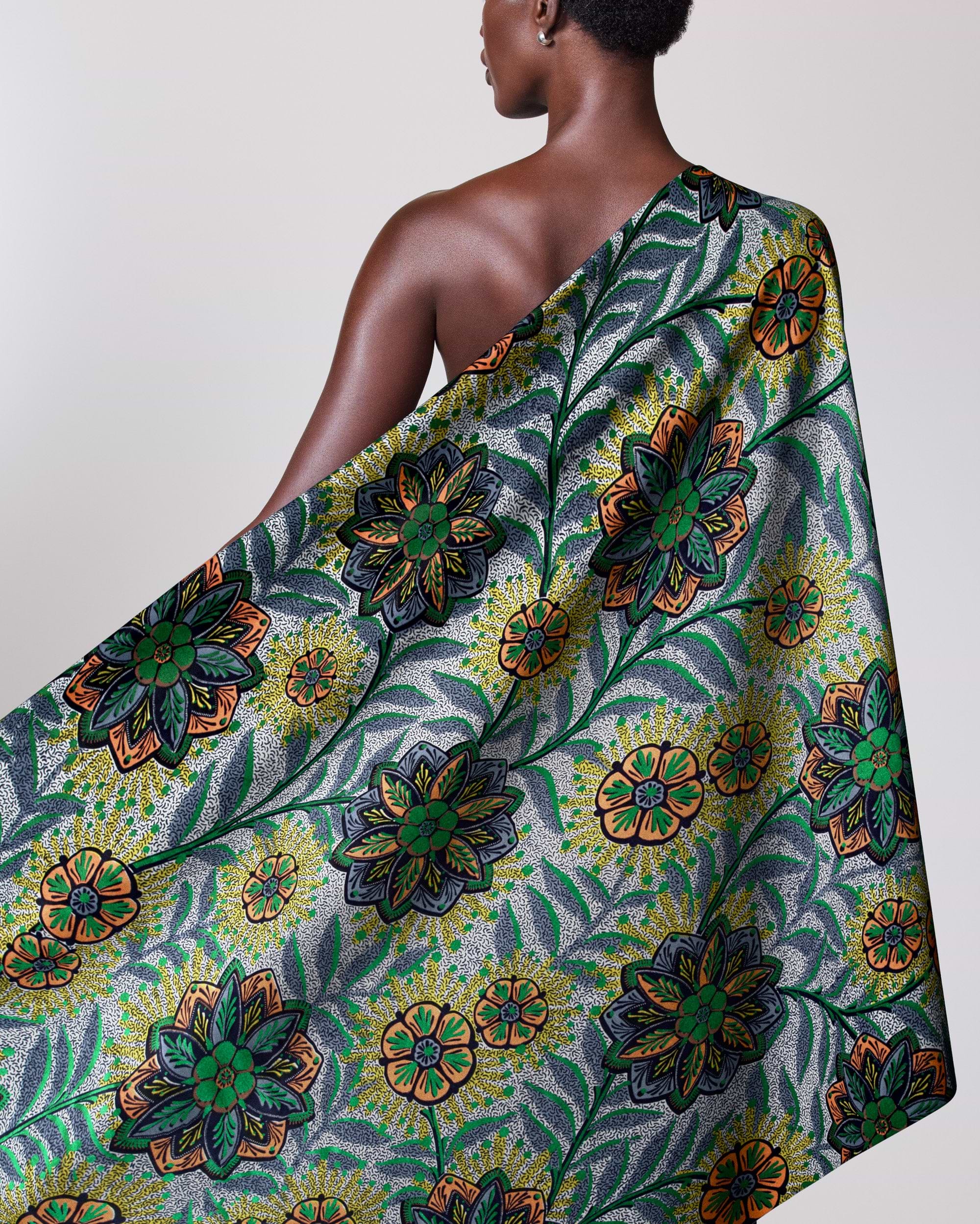 Vibrant one-shoulder wrap dress bold satin royal vlw0478.006