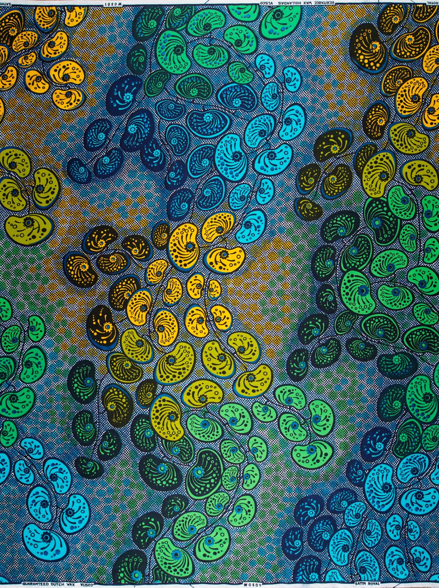 Vibrant african print fabric shell-like satin royal vlw0501.005