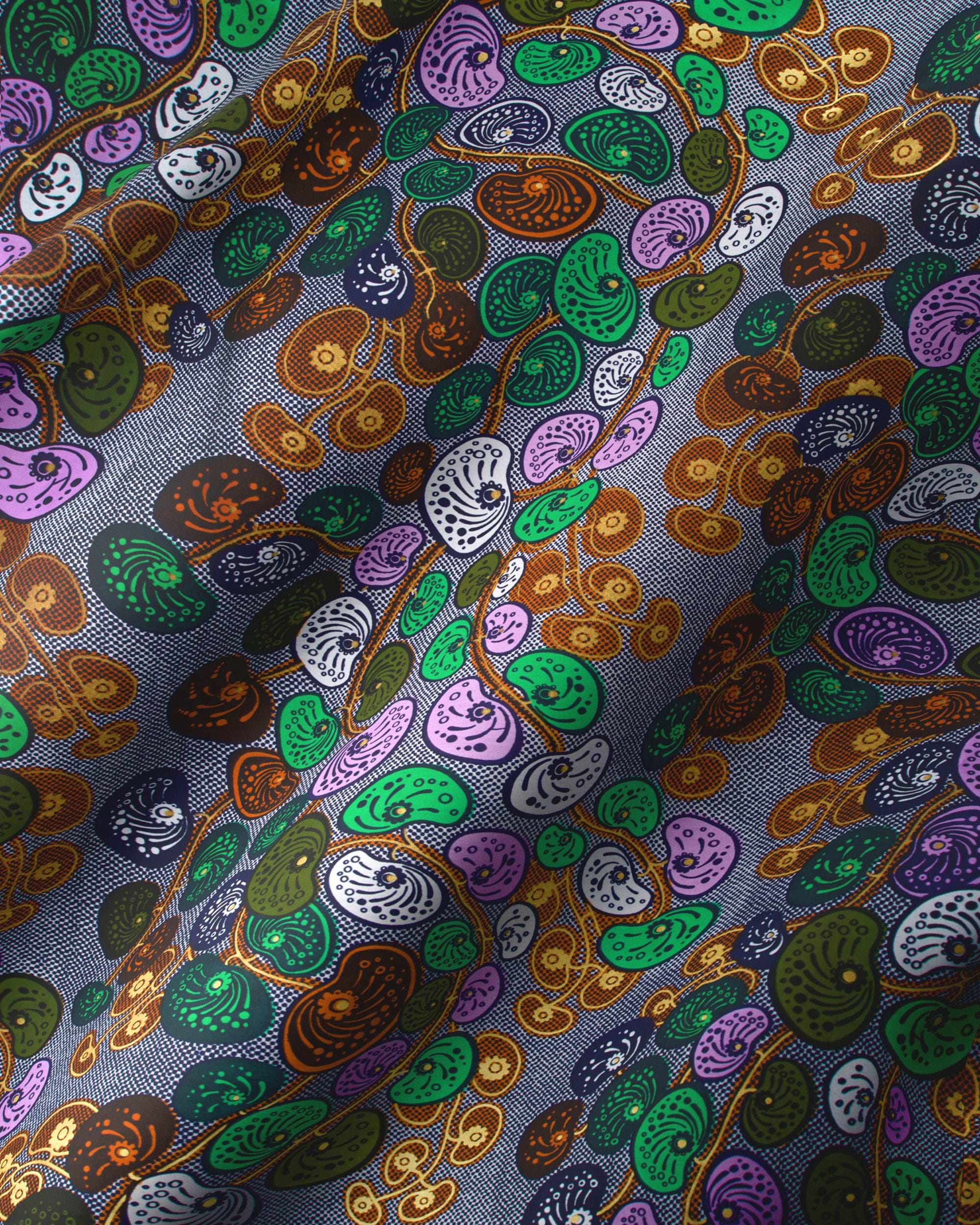 Vibrant patterned scarf dense array satin royal vlw0501.006