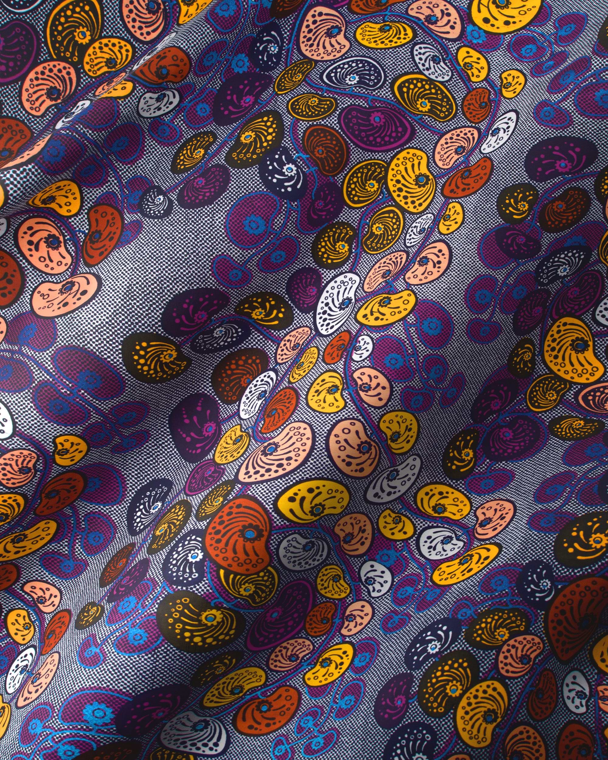 Vibrant patterned scarf dense array satin royal vlw0501.008