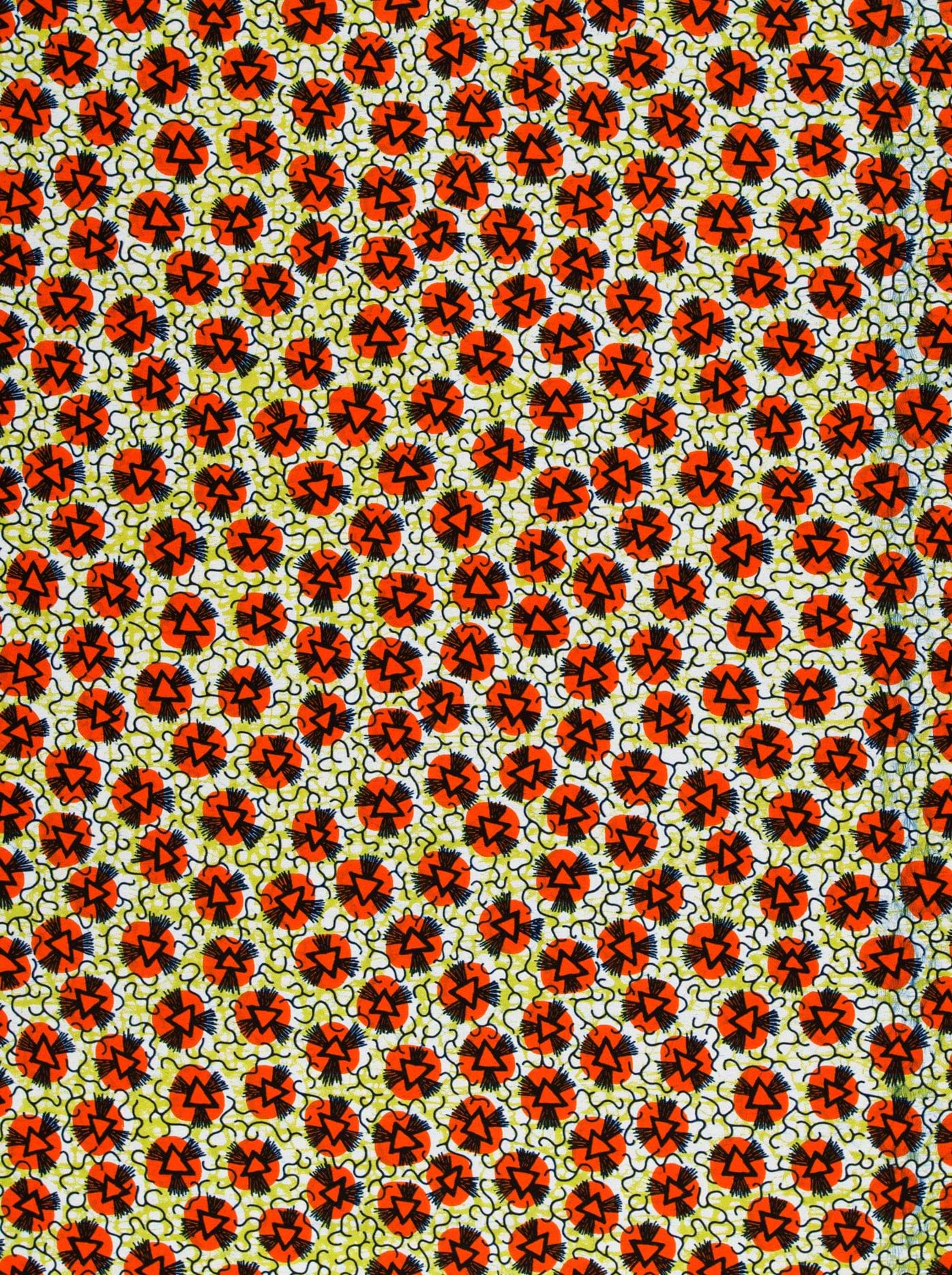 Vibrant orange black geometric floral wax hollandais vlw0552.013