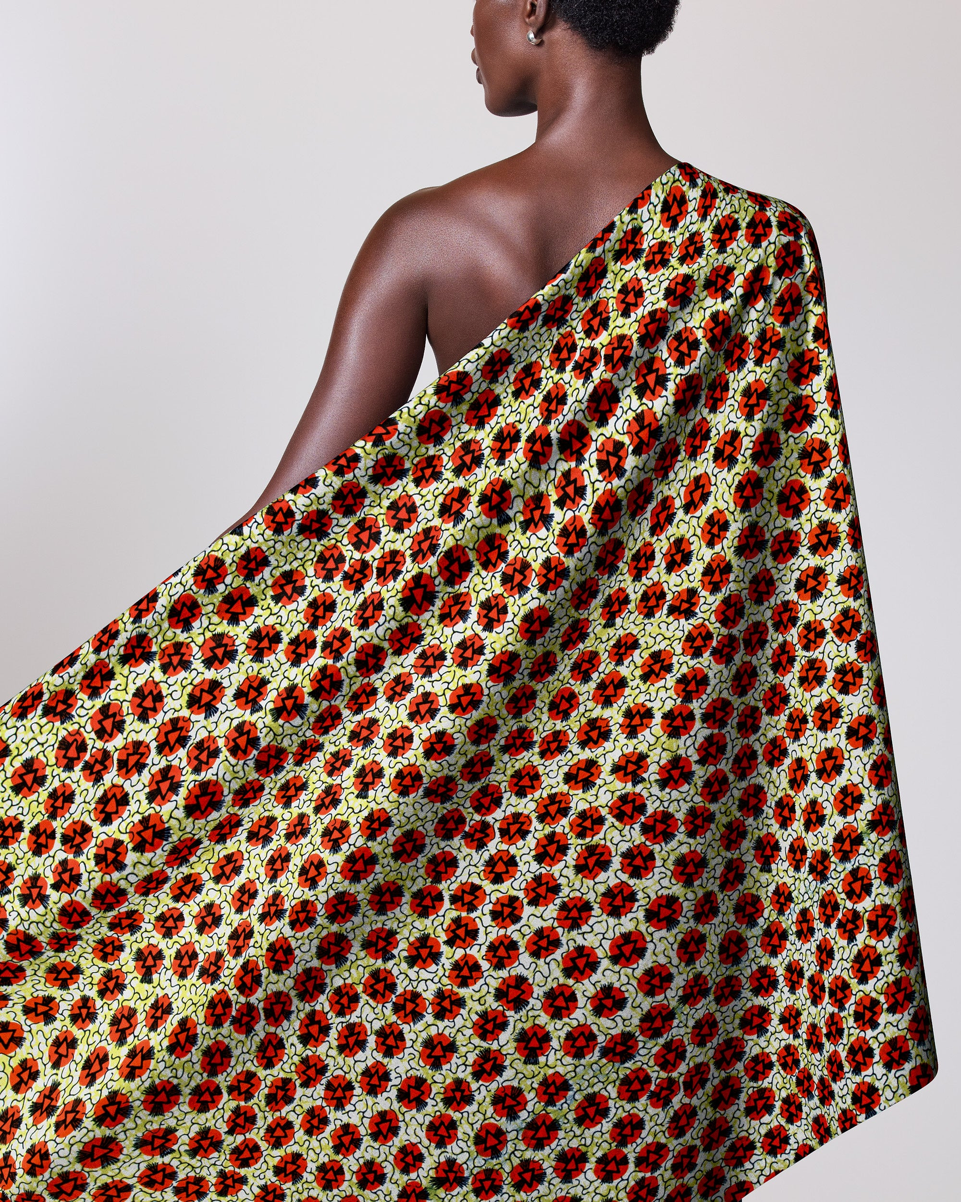 Vibrant one-shoulder wrap dress bold wax hollandais vlw0552.013