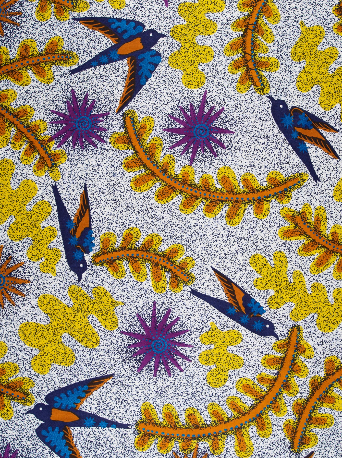 Vibrant blue orange swallow birds satin royal vlw1252.002