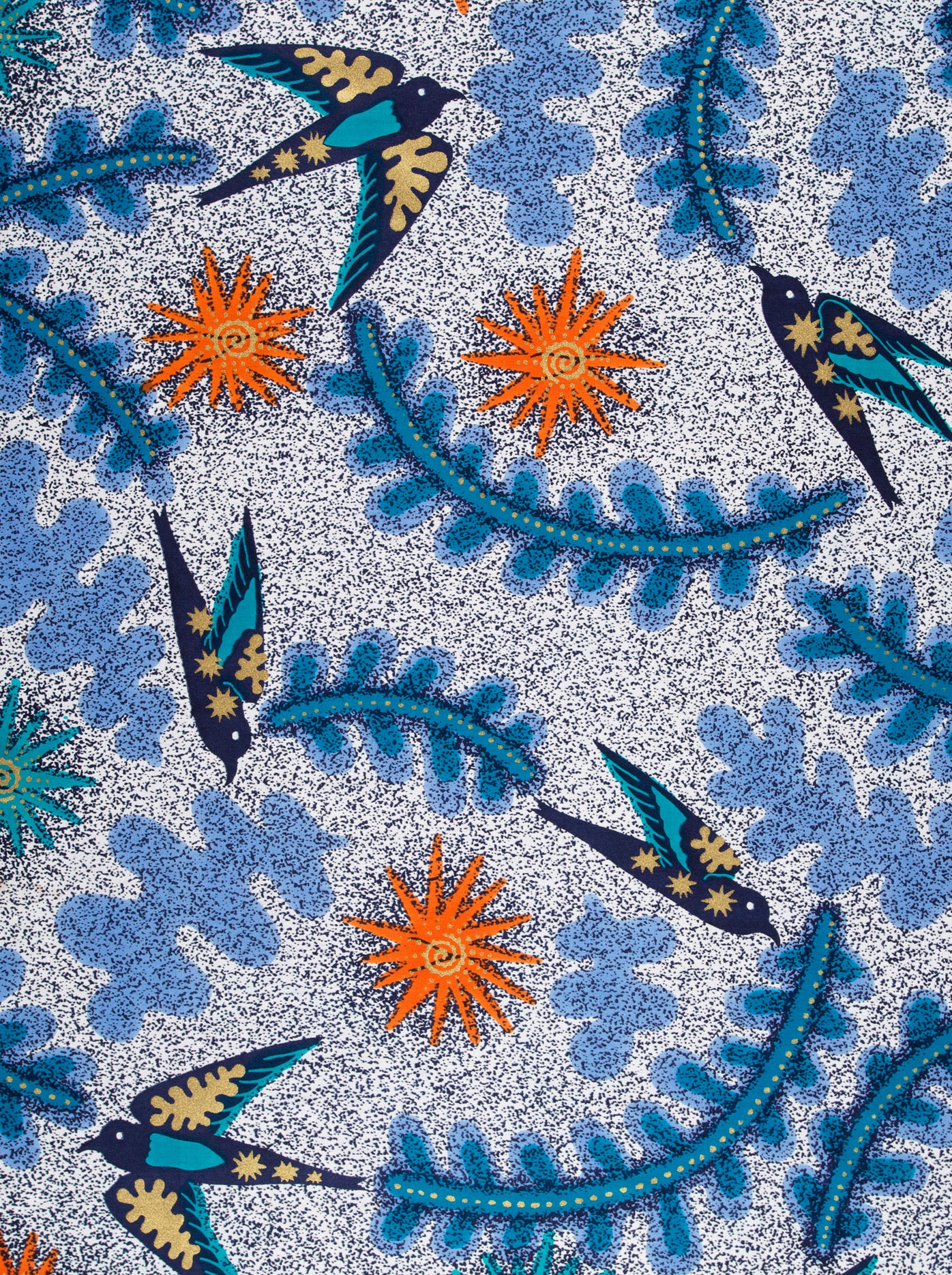 Blue teal swallow birds yellow satin royal vlw1252.004