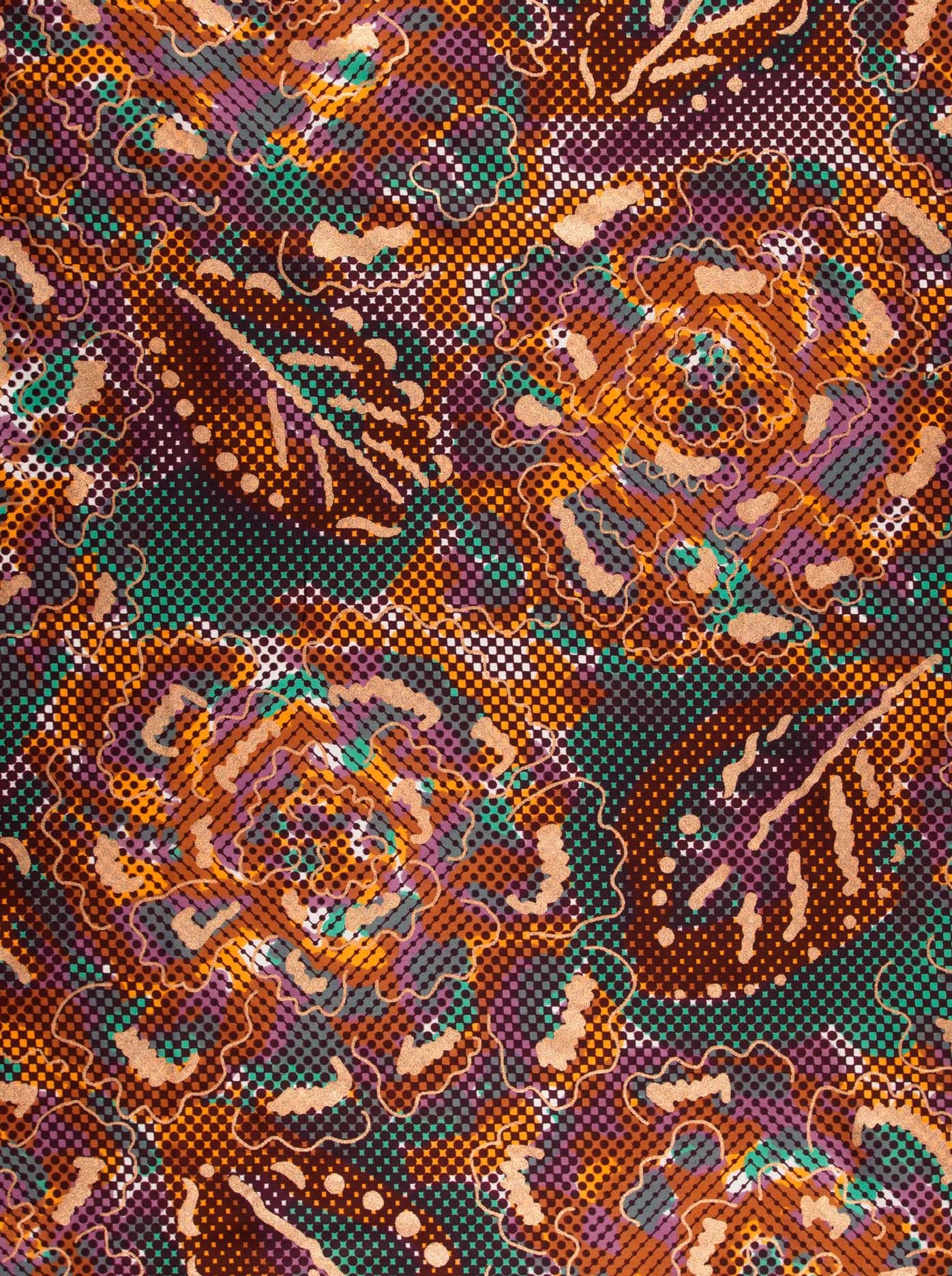 Vibrant multicolored paisley-patterned fabric pixelated satin royal vlw1787.001