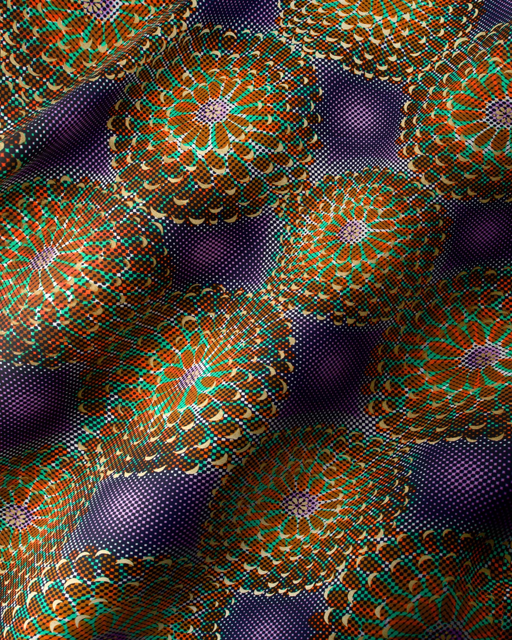 Vibrant intricate floral-patterned fabric bold satin royal vlw1787.004