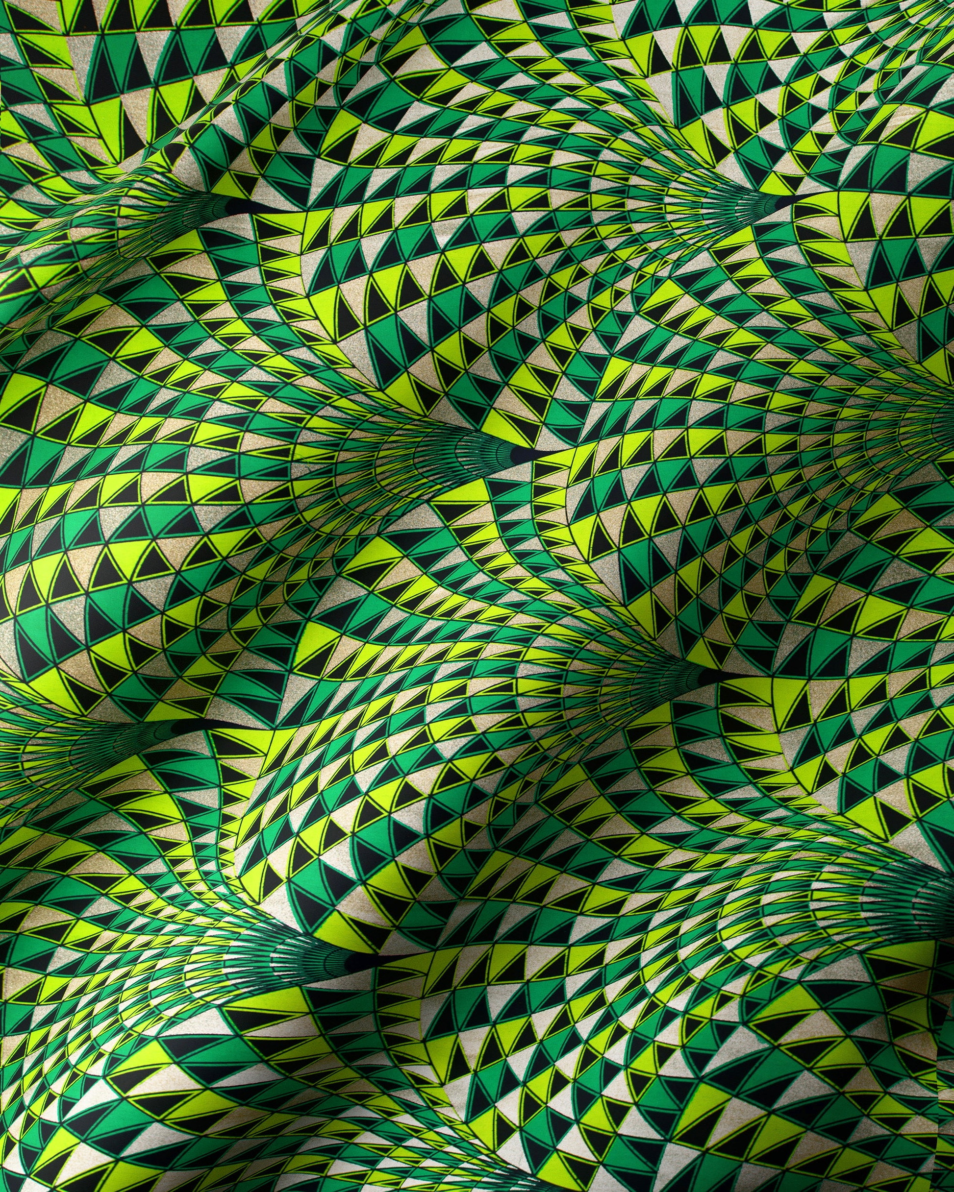 Vibrant green black geometric-patterned fabric wax hollandais vlw2094.026